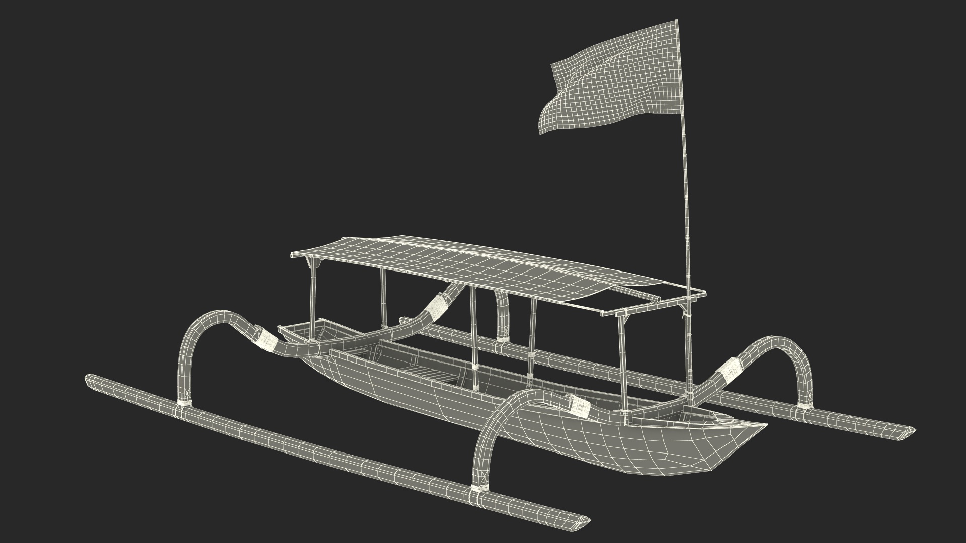 Bali Traditional Boat Jukung White 3D model