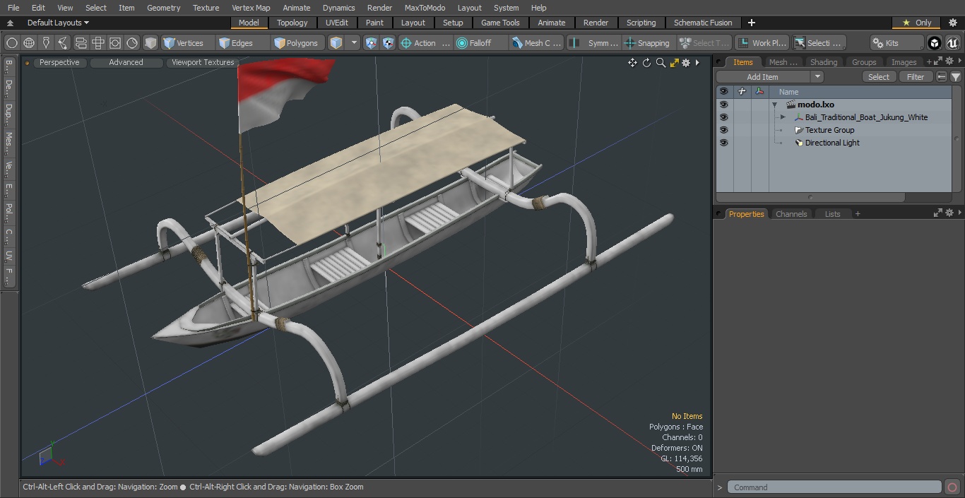 Bali Traditional Boat Jukung White 3D model