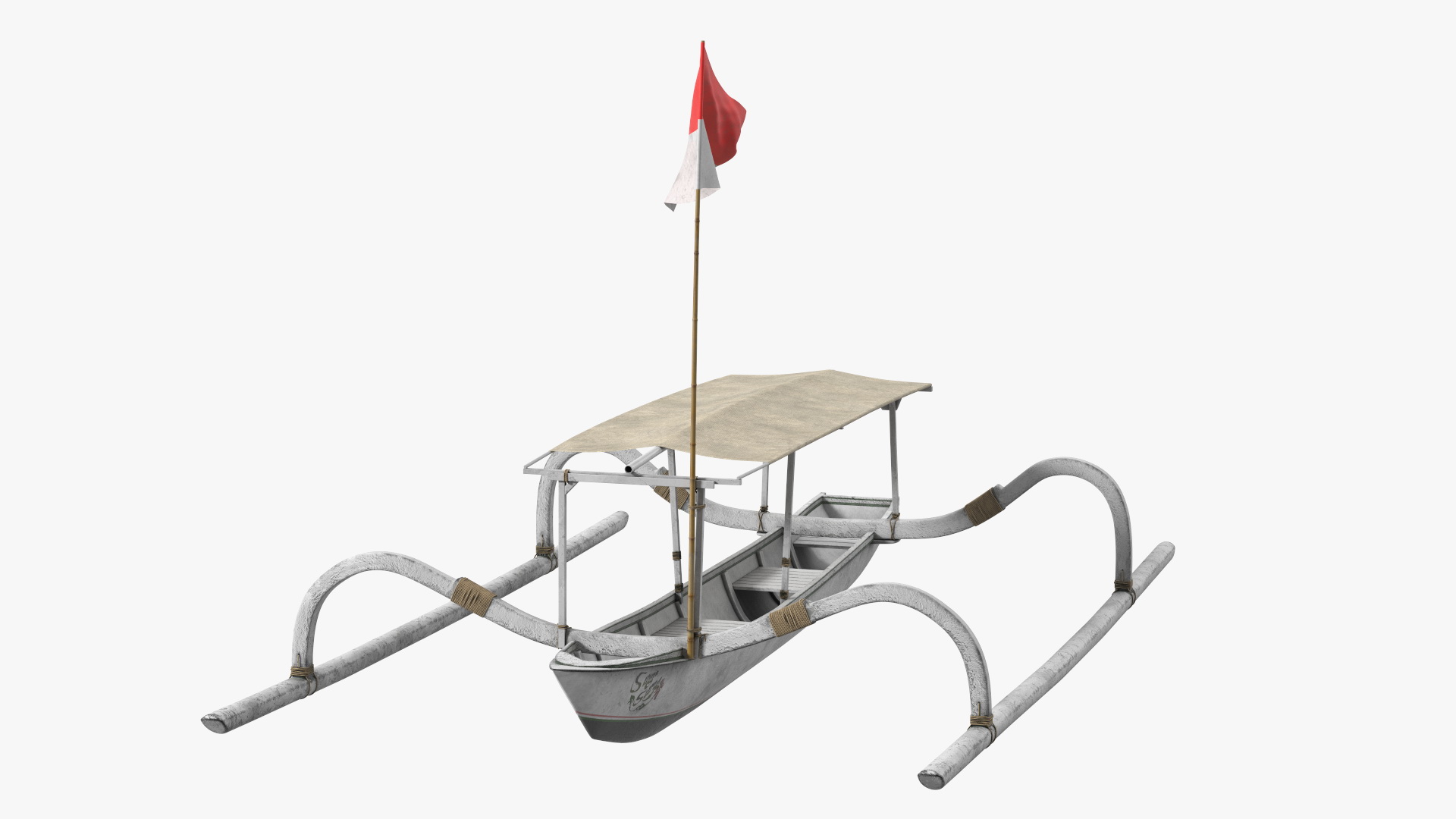 Bali Traditional Boat Jukung White 3D model