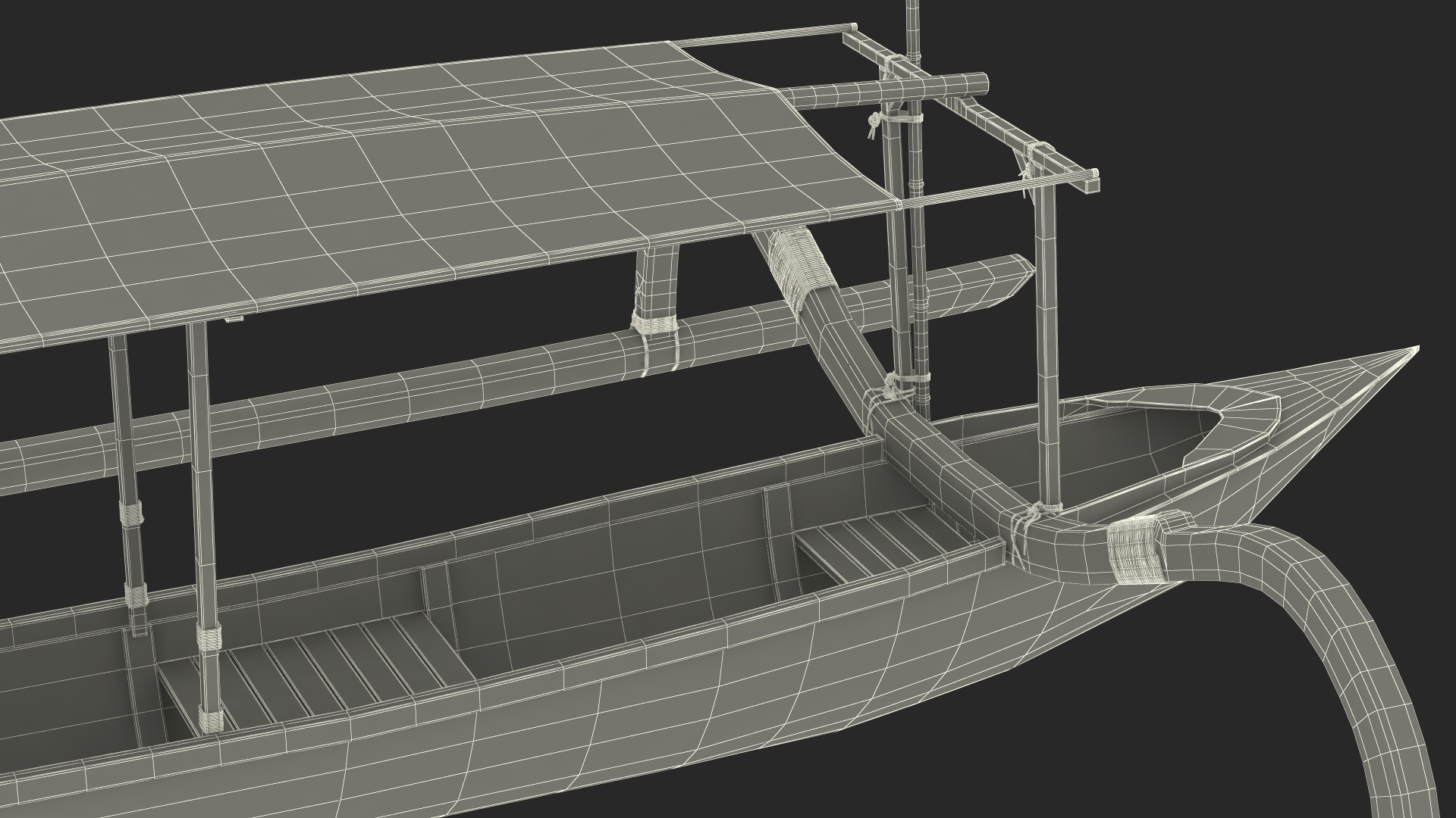 Bali Traditional Boat Jukung White 3D model