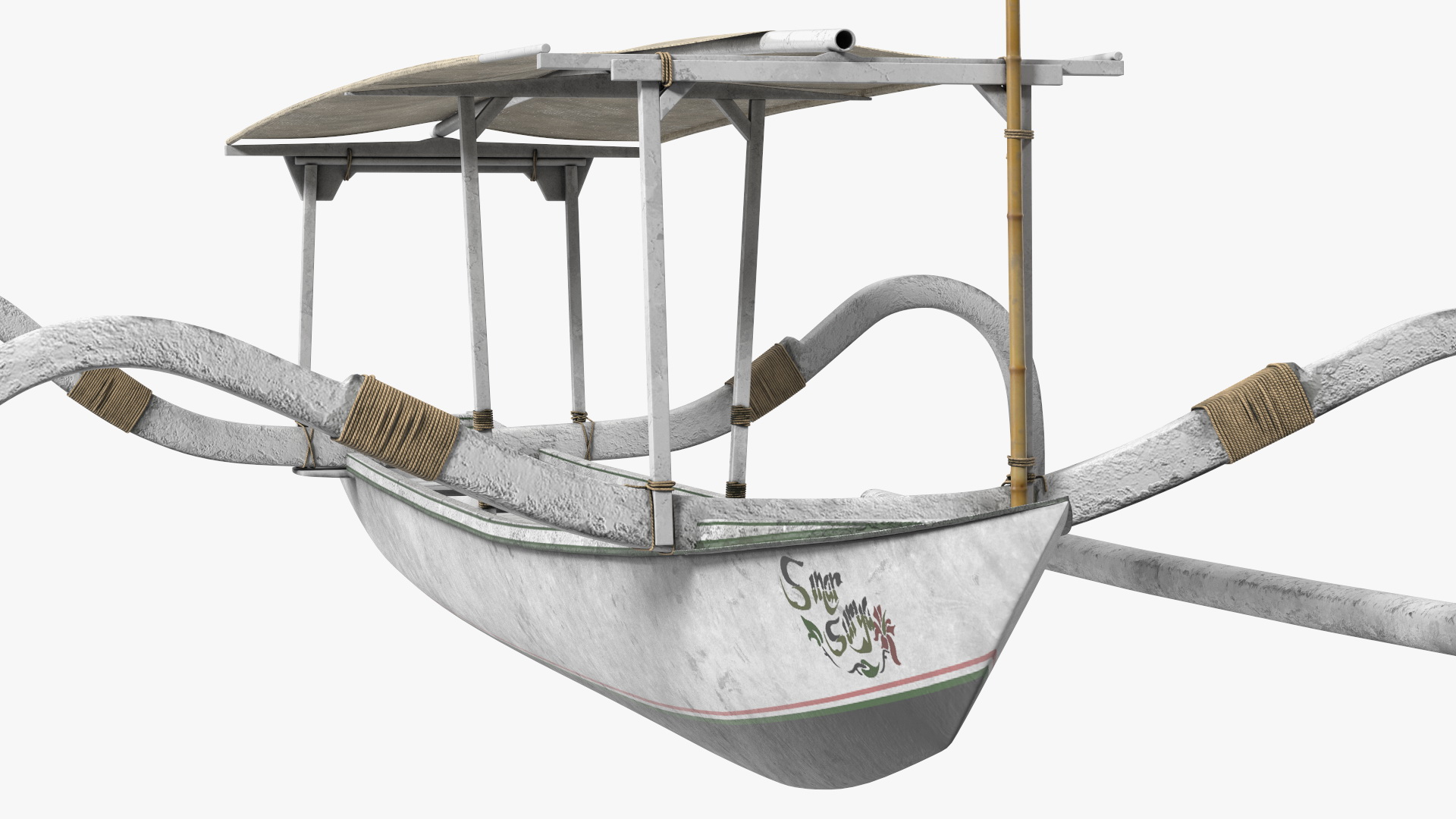 Bali Traditional Boat Jukung White 3D model