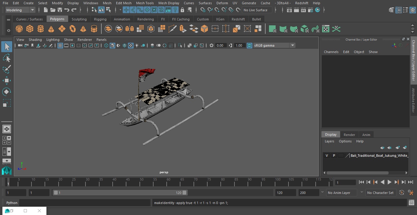 Bali Traditional Boat Jukung White 3D model