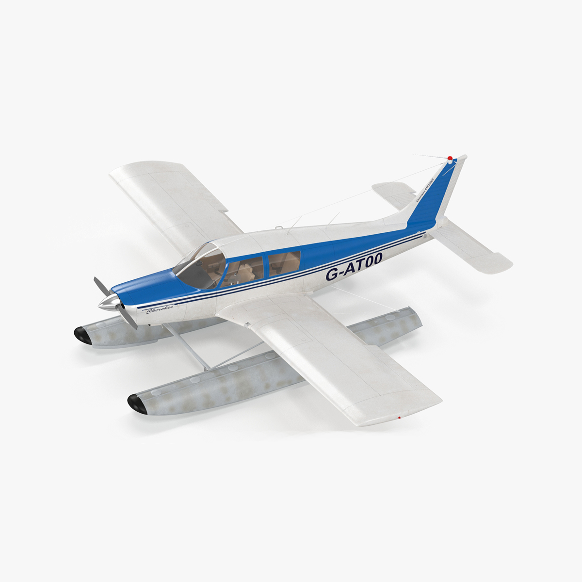3D Personal Seaplane Aircraft Piper PA-28 Cherokee Rigged for Cinema 4D model