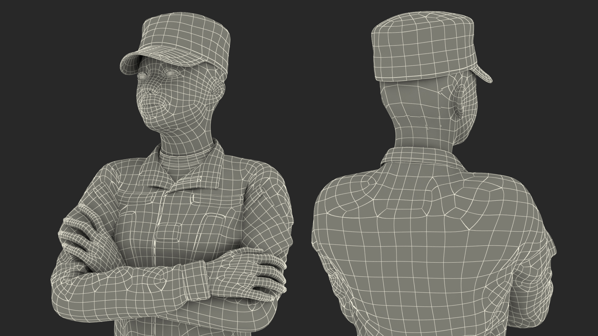3D model Black Female Soldier Military ACU Uniform Fur