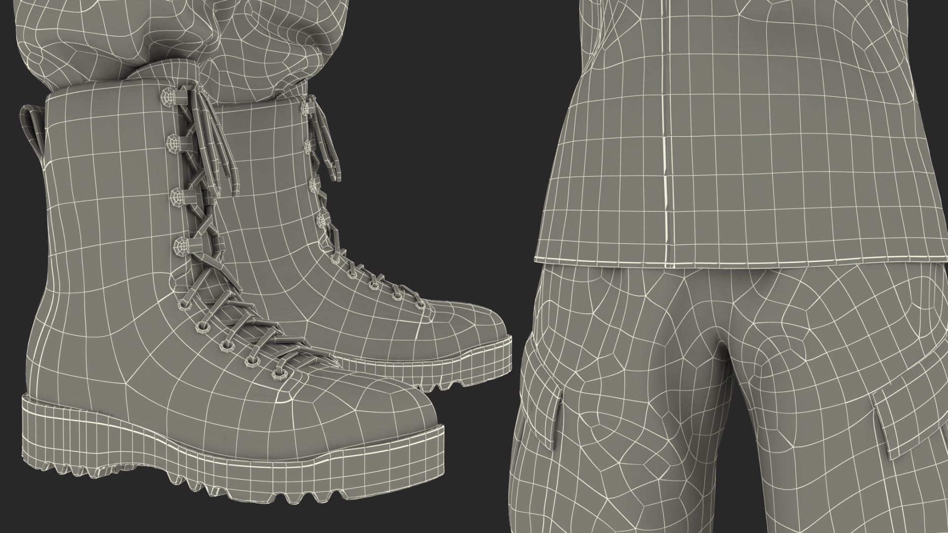 3D model Black Female Soldier Military ACU Uniform Fur