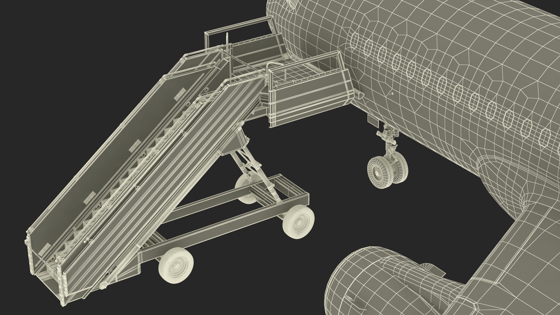 3D Airbus Plane with Passenger Steps model