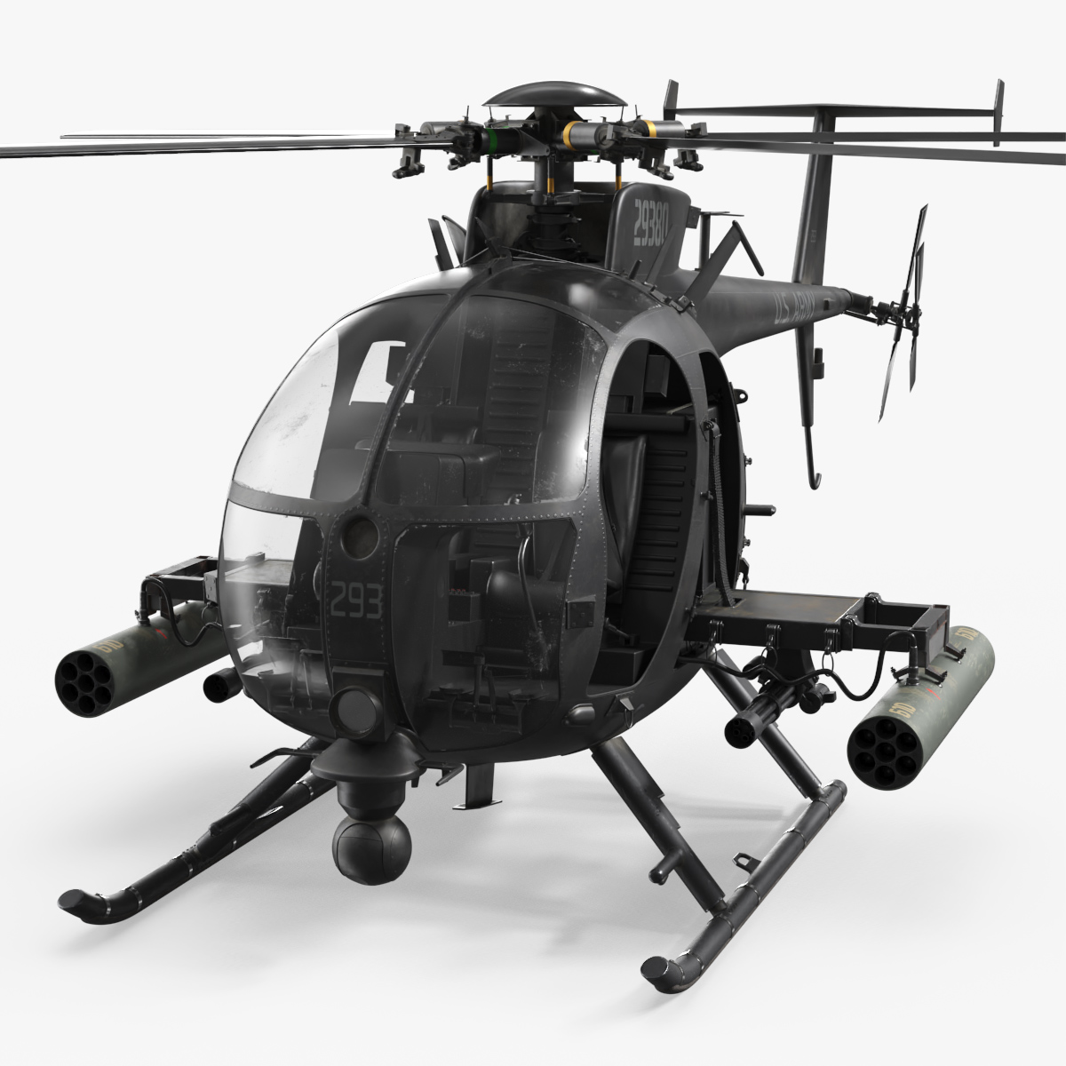 MH-6 Little Bird Helicopter with Rocket Pod - Rigged