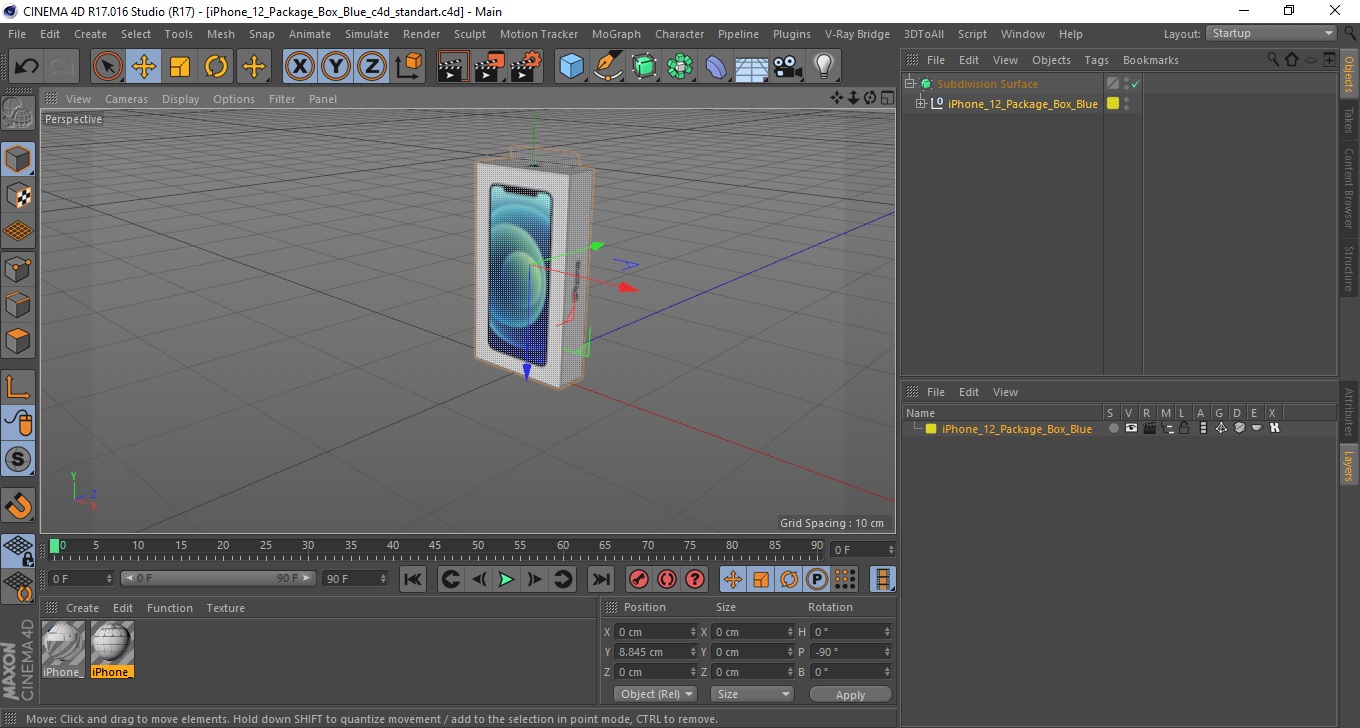 3D iPhone 12 Package Box Blue