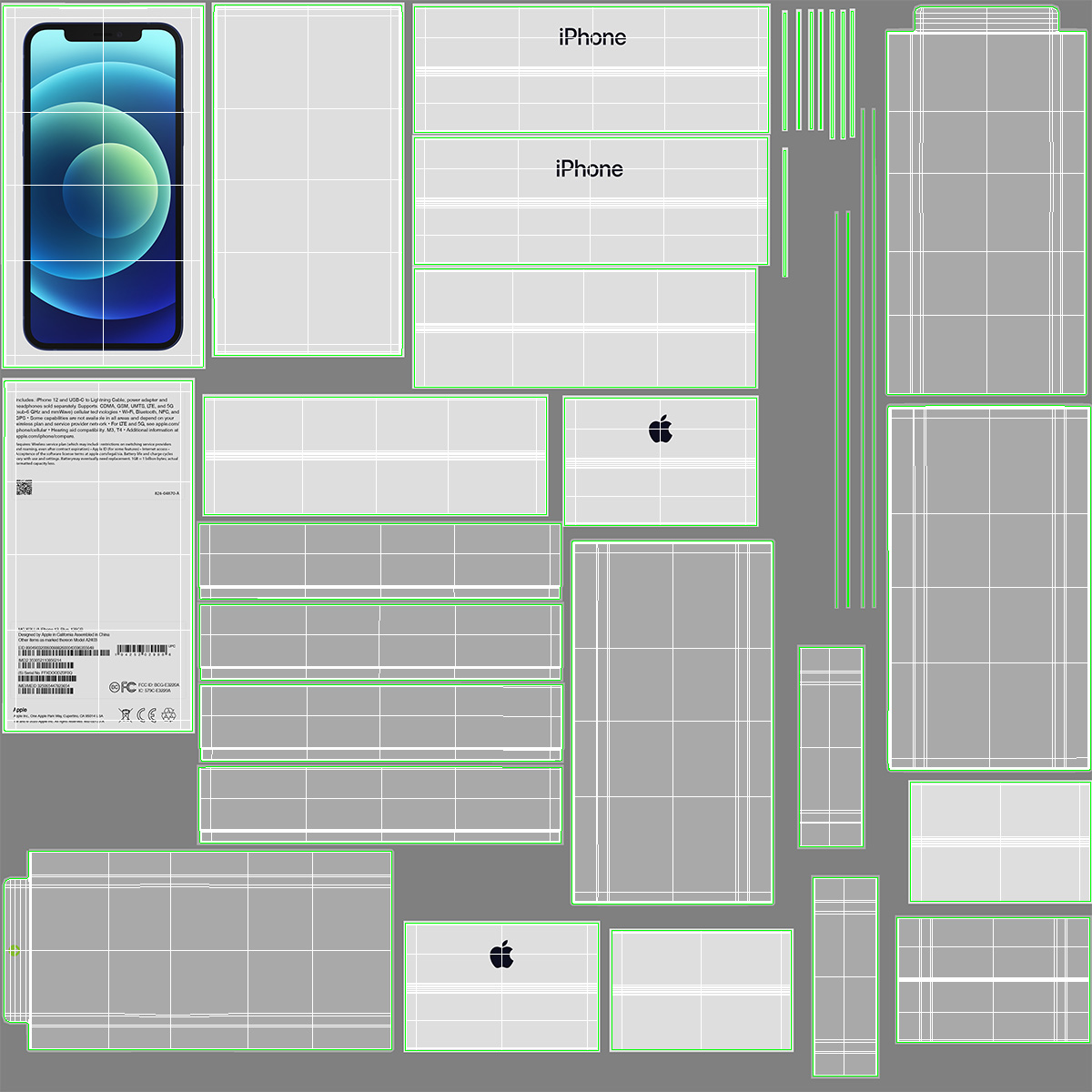 3D iPhone 12 Package Box Blue