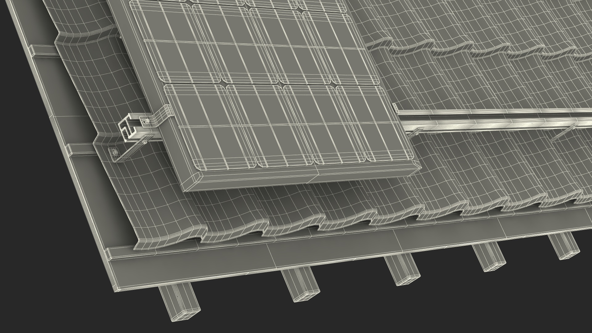 3D model Metal Roofing with Solar Panel