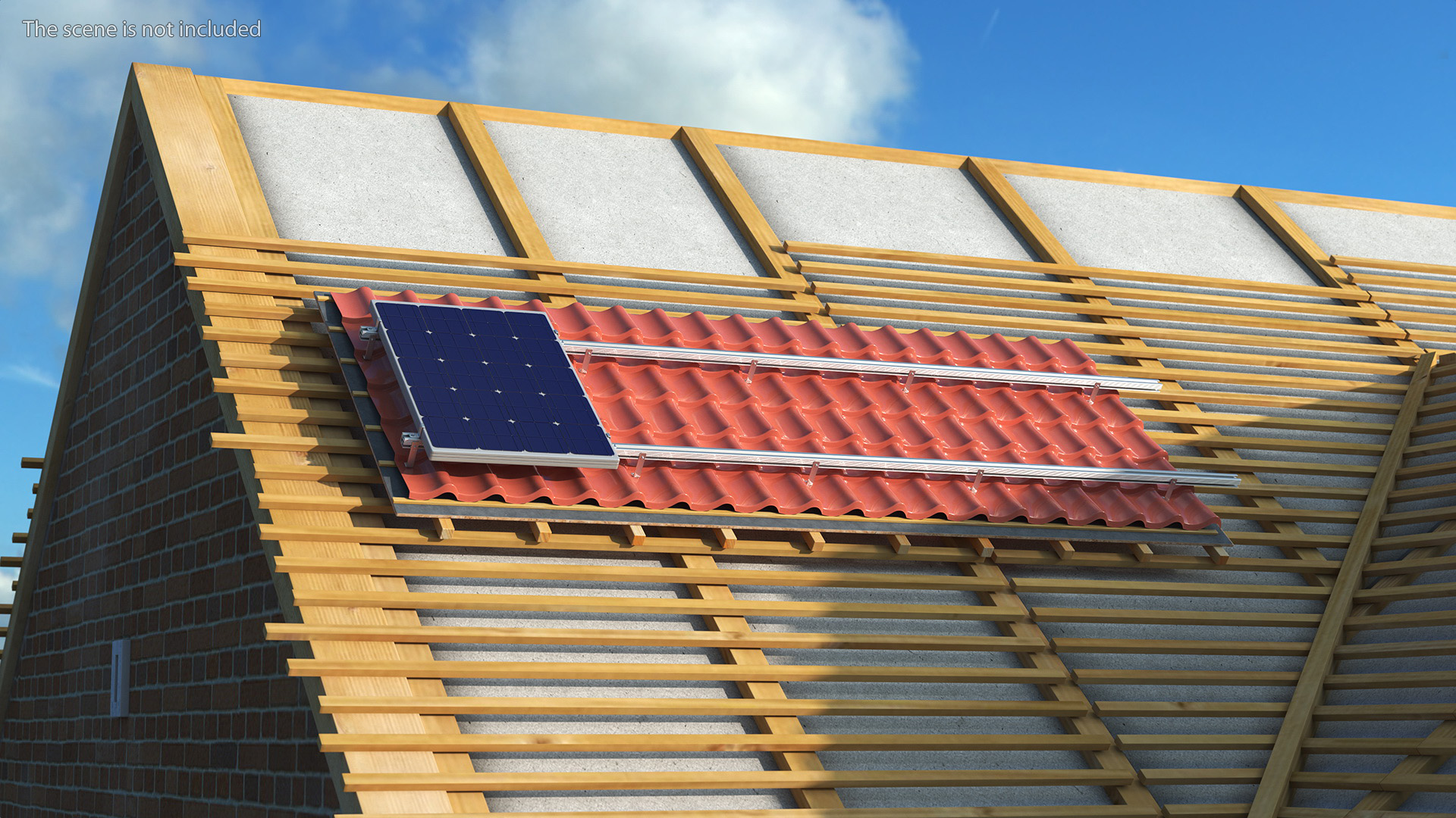 3D model Metal Roofing with Solar Panel