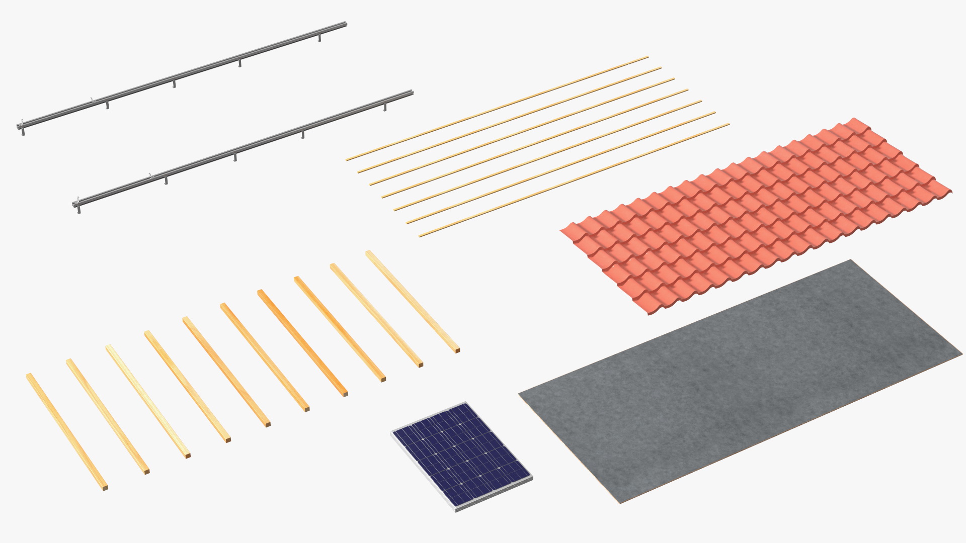 3D model Metal Roofing with Solar Panel