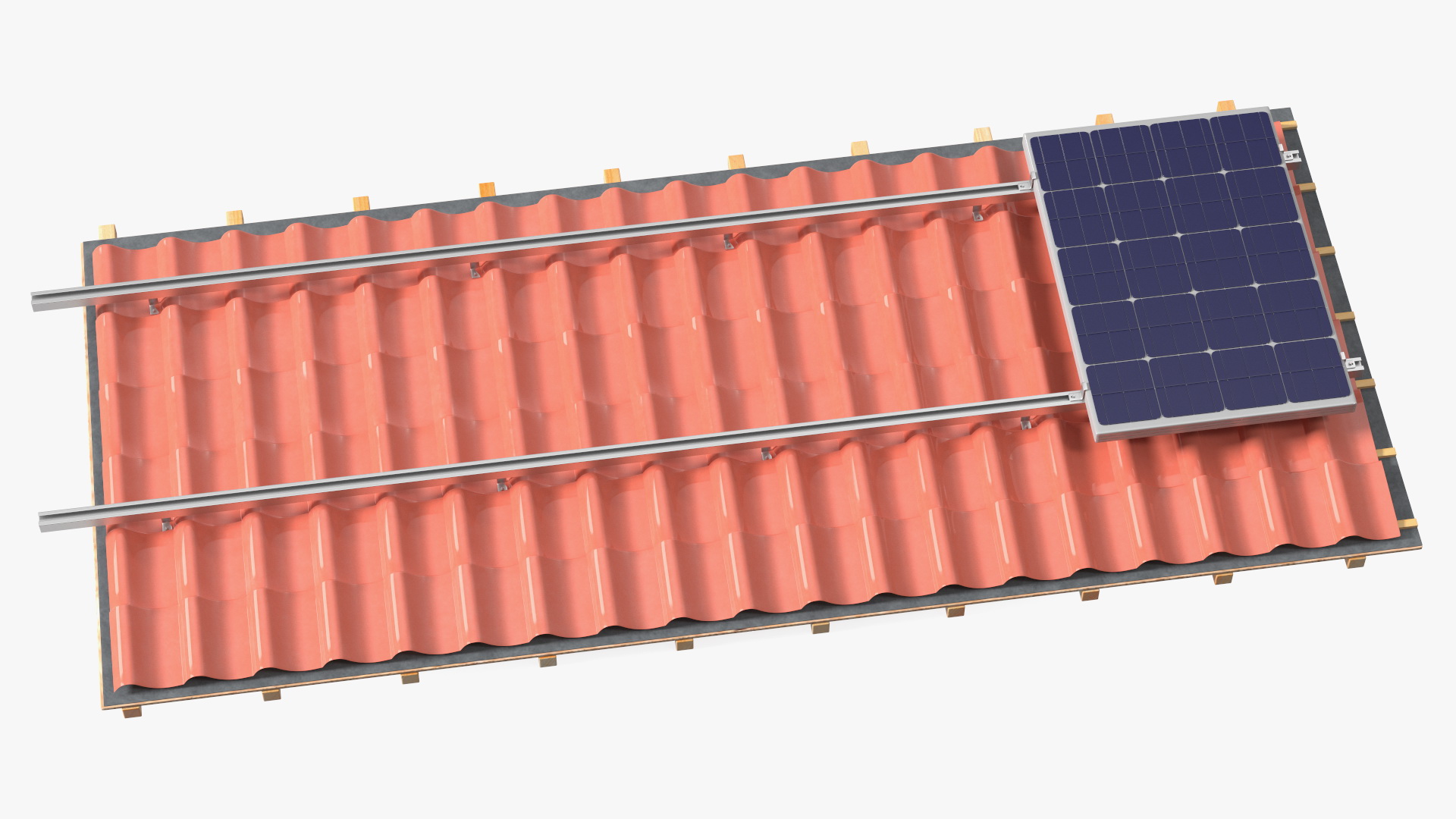3D model Metal Roofing with Solar Panel