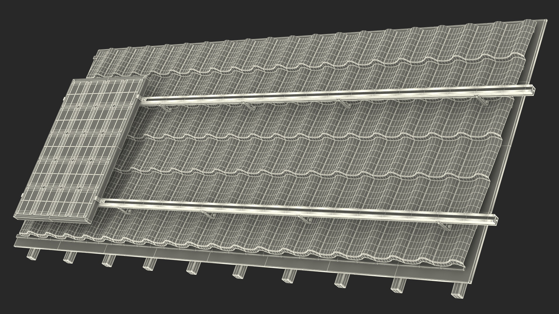 3D model Metal Roofing with Solar Panel