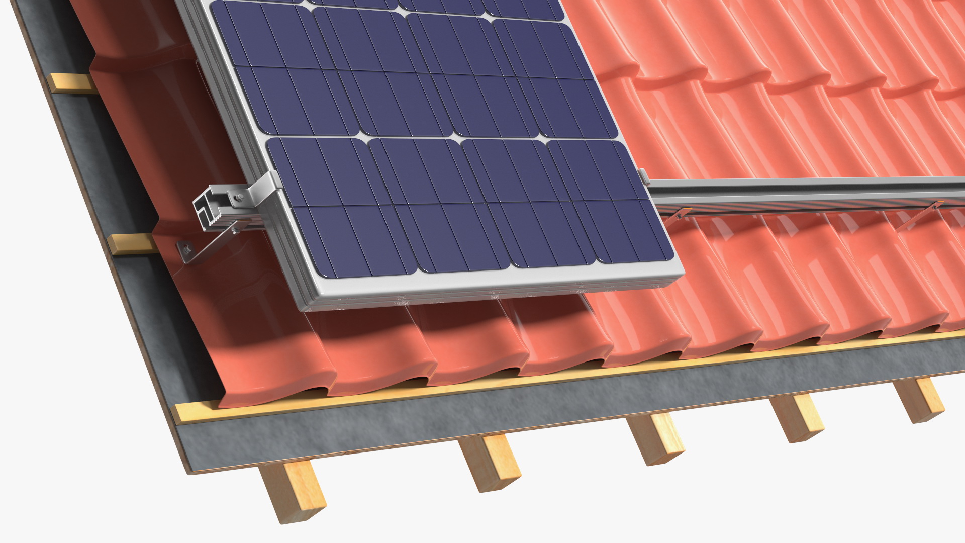 3D model Metal Roofing with Solar Panel
