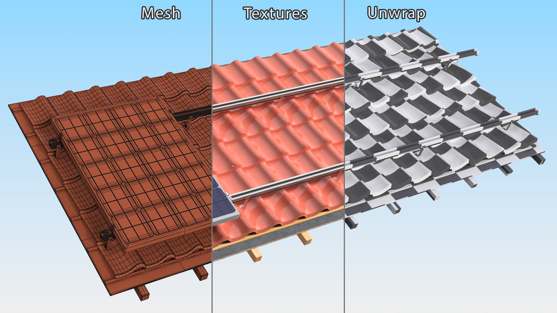 3D model Metal Roofing with Solar Panel