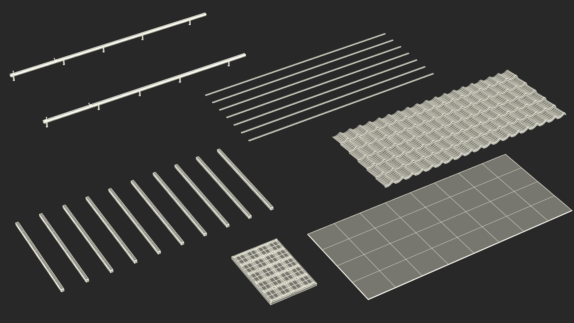 3D model Metal Roofing with Solar Panel