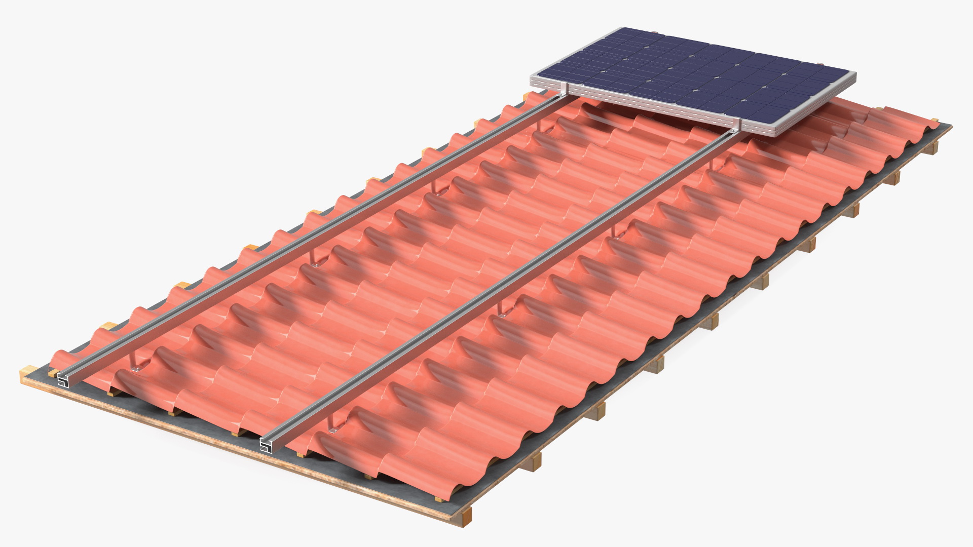 3D model Metal Roofing with Solar Panel