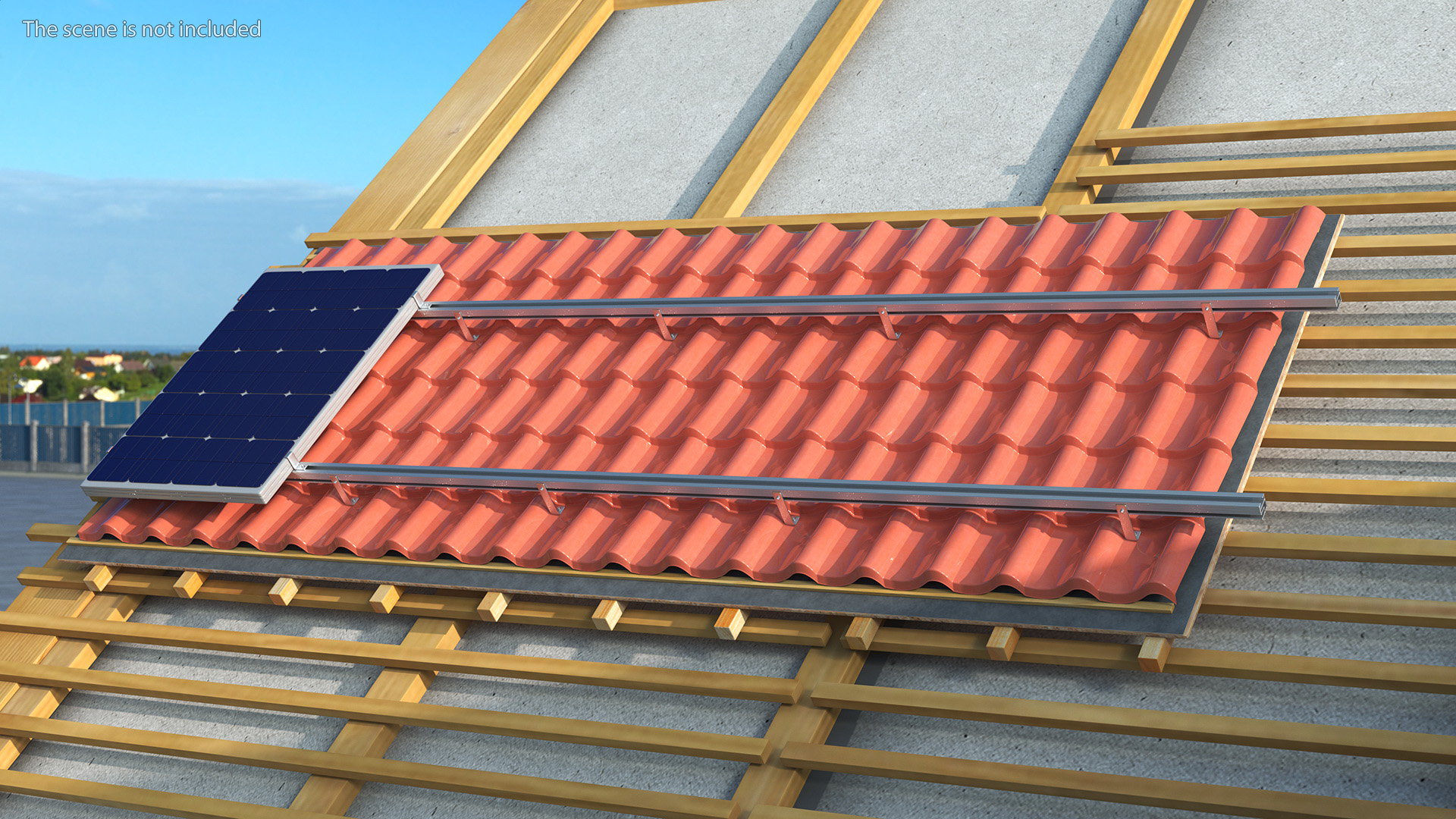 3D model Metal Roofing with Solar Panel