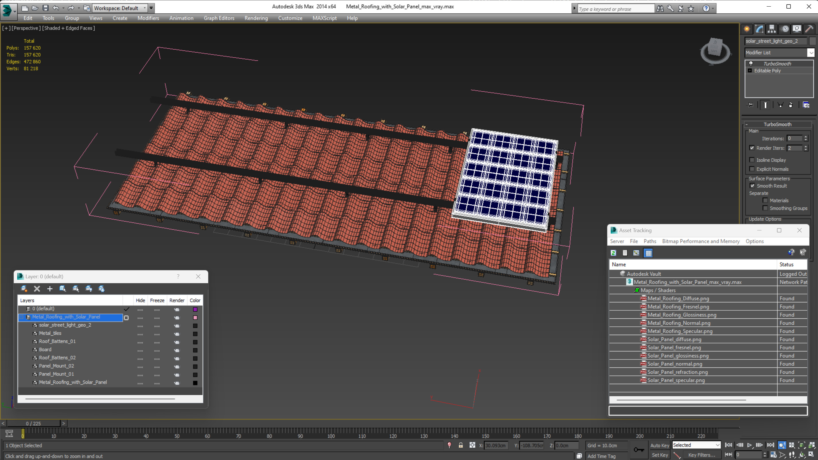 3D model Metal Roofing with Solar Panel