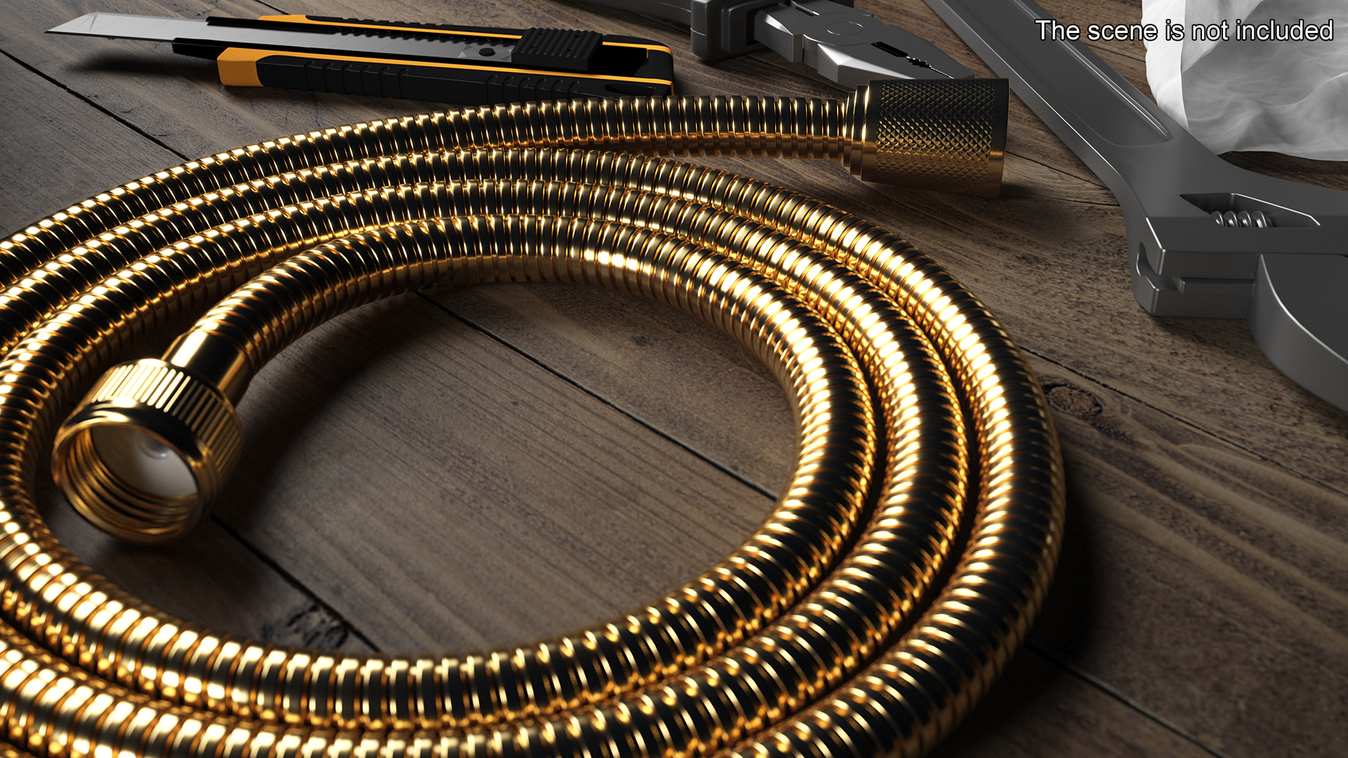 Flexible Shower Hose Golden 3D