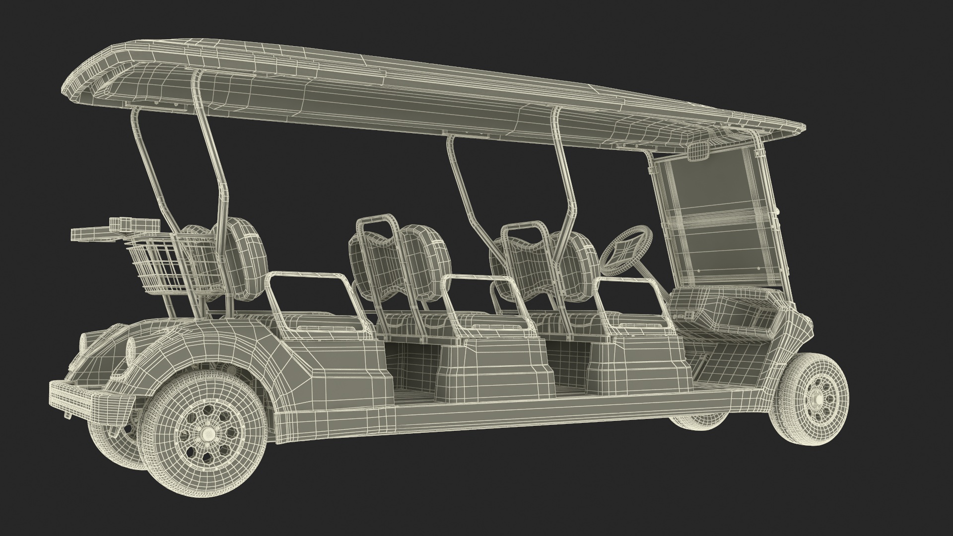 Yamaha Golf Electric Six Seat Car Red Rigged 3D model