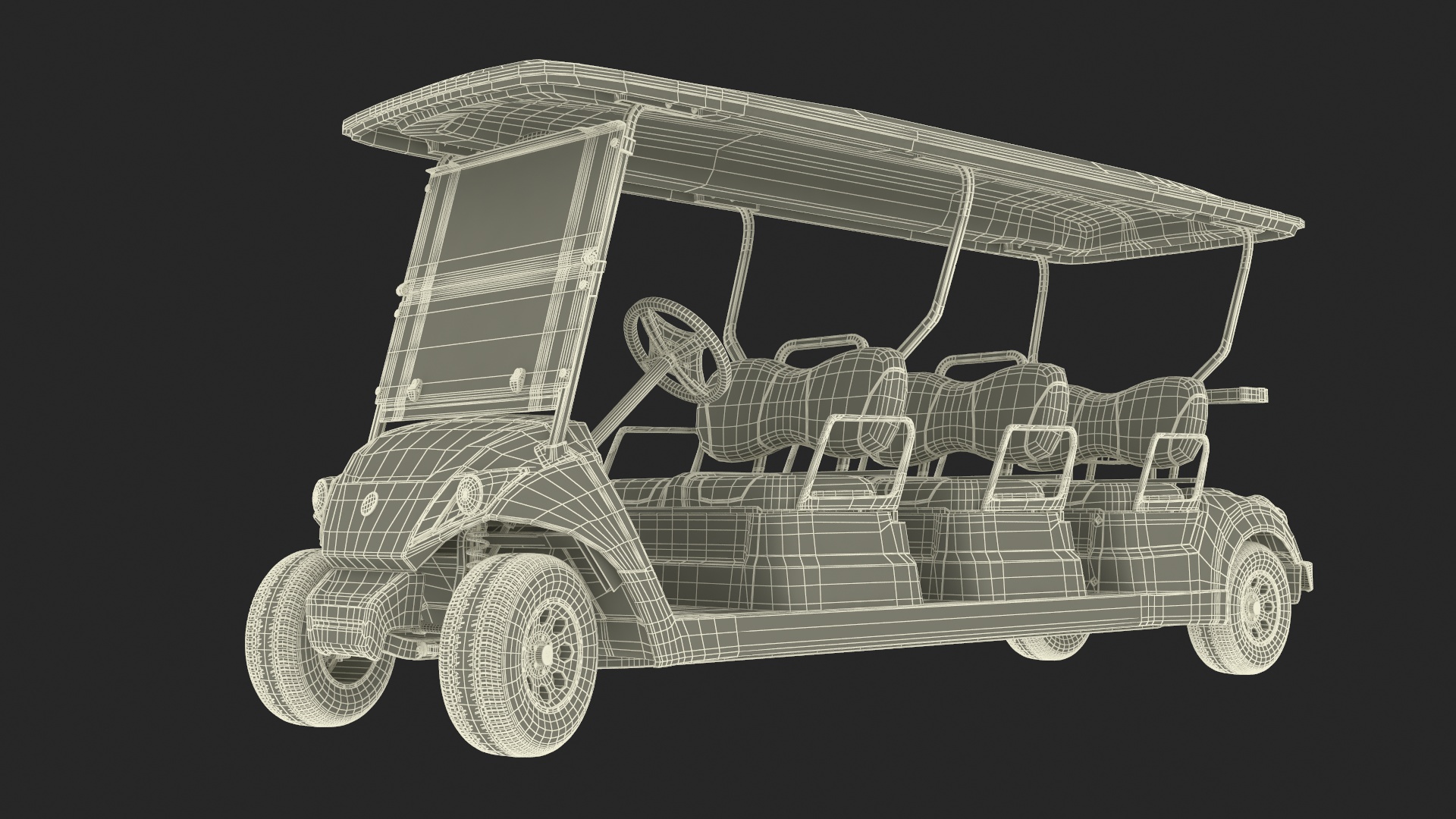 Yamaha Golf Electric Six Seat Car Red Rigged 3D model