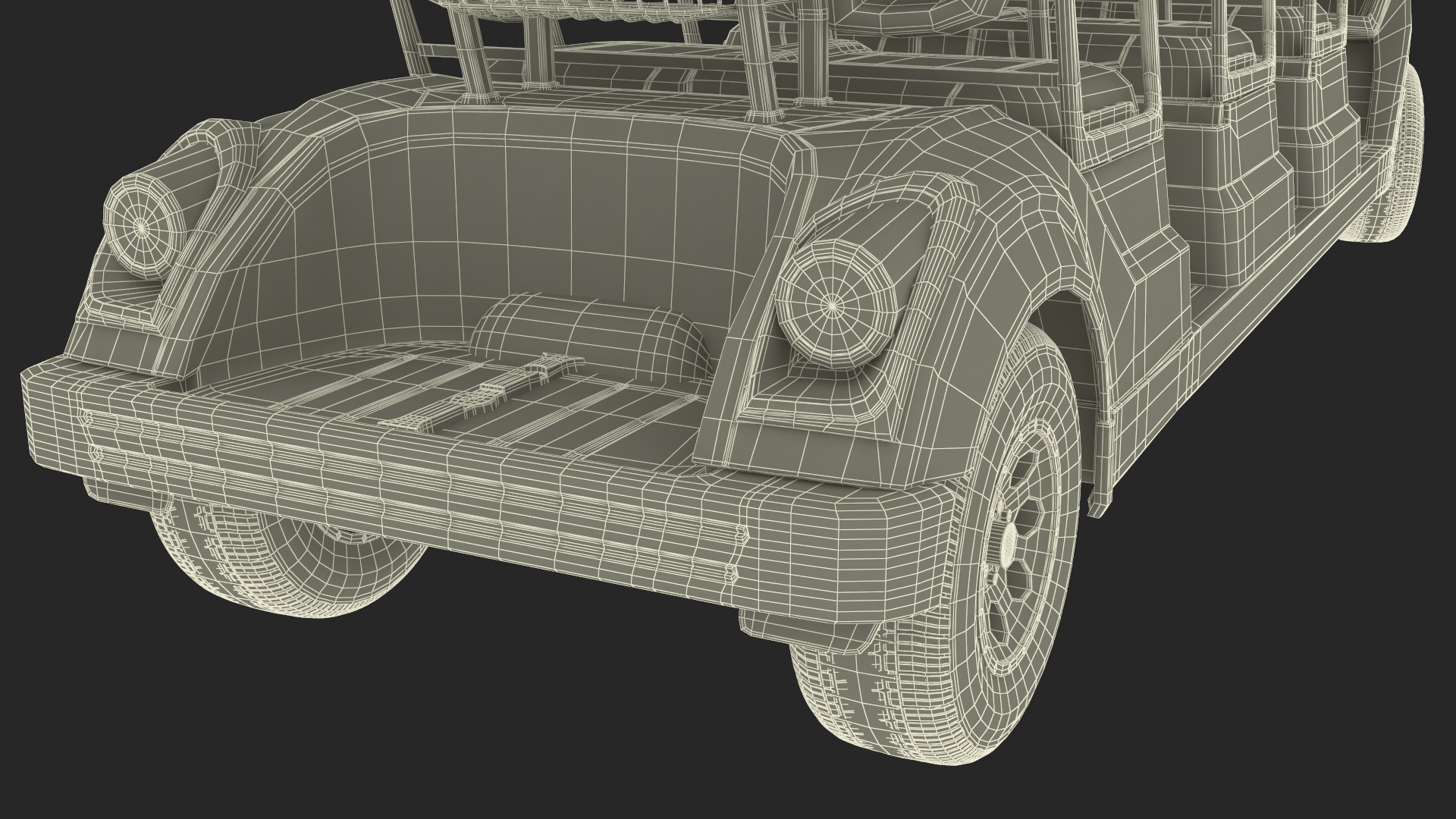 Yamaha Golf Electric Six Seat Car Red Rigged 3D model