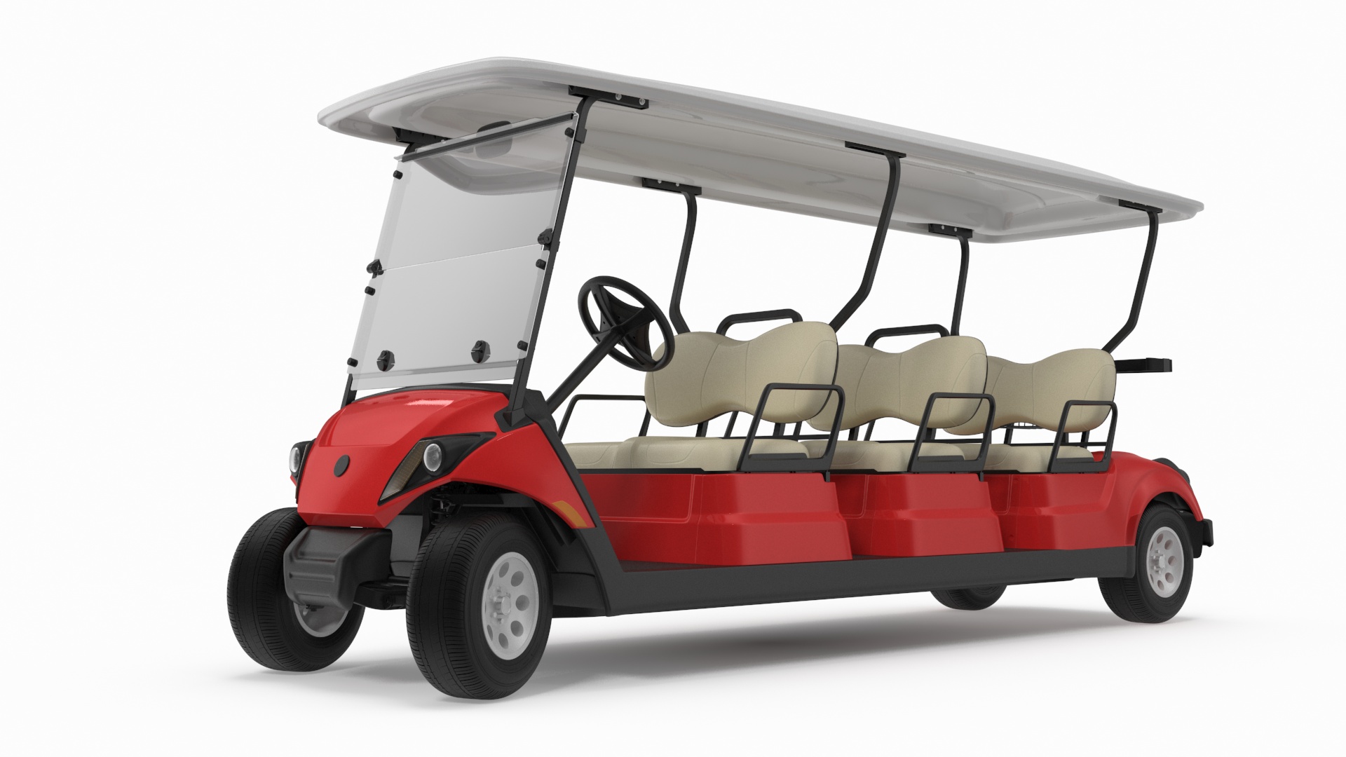 Yamaha Golf Electric Six Seat Car Red Rigged 3D model