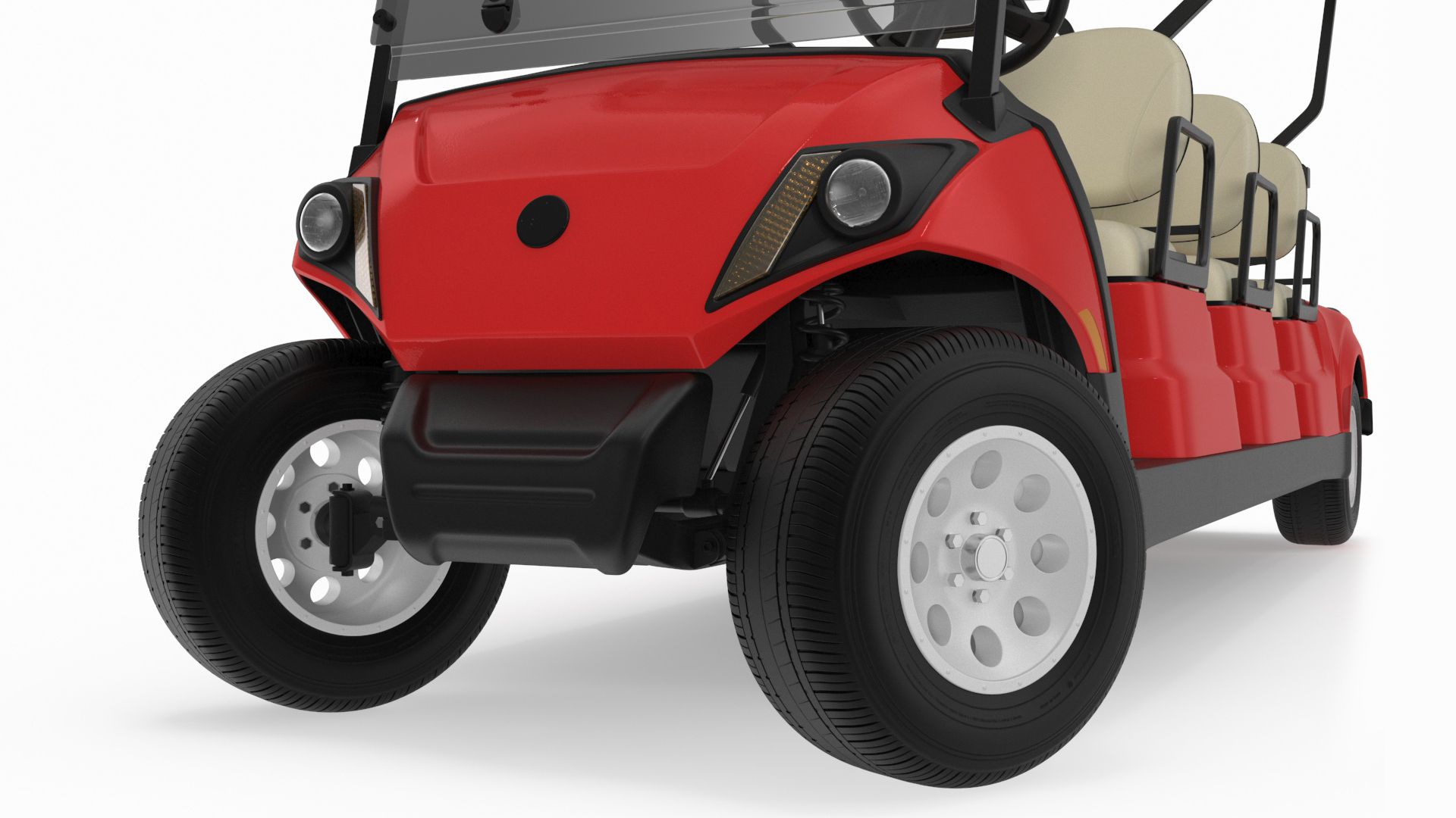 Yamaha Golf Electric Six Seat Car Red Rigged 3D model