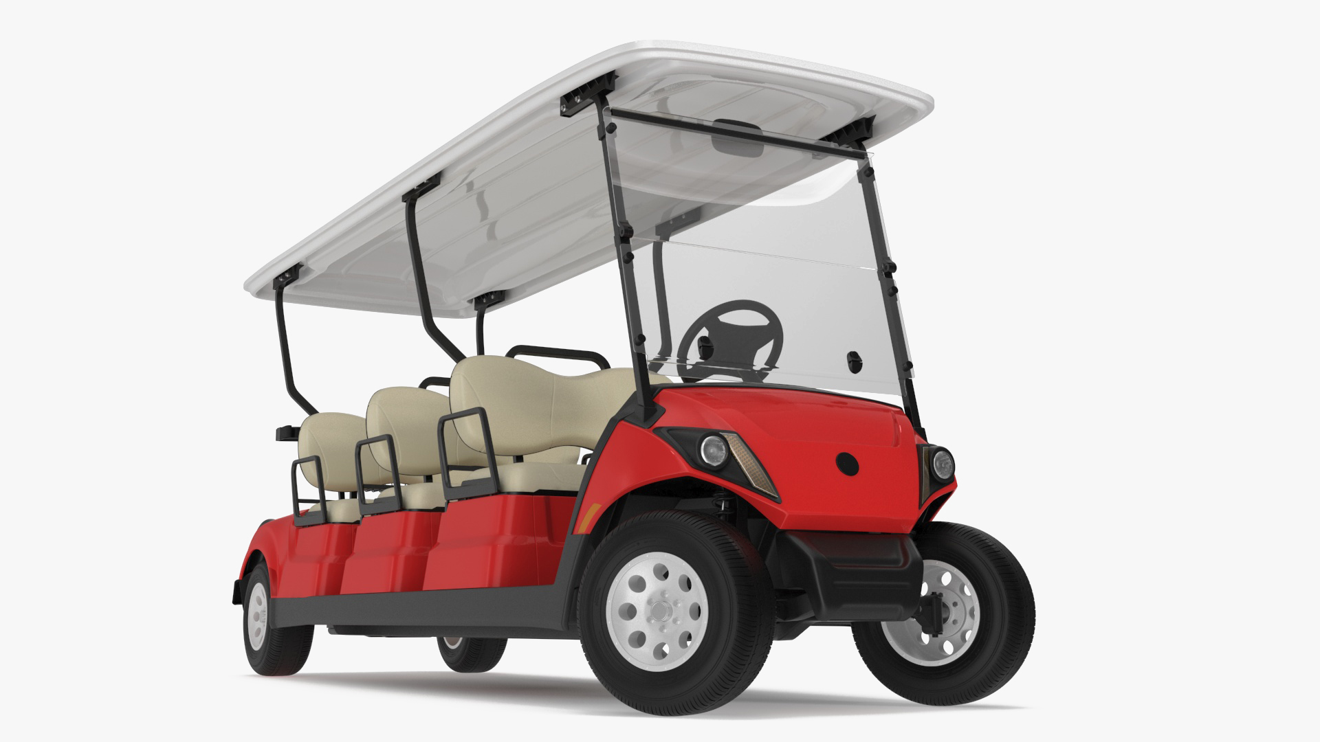 Yamaha Golf Electric Six Seat Car Red Rigged 3D model