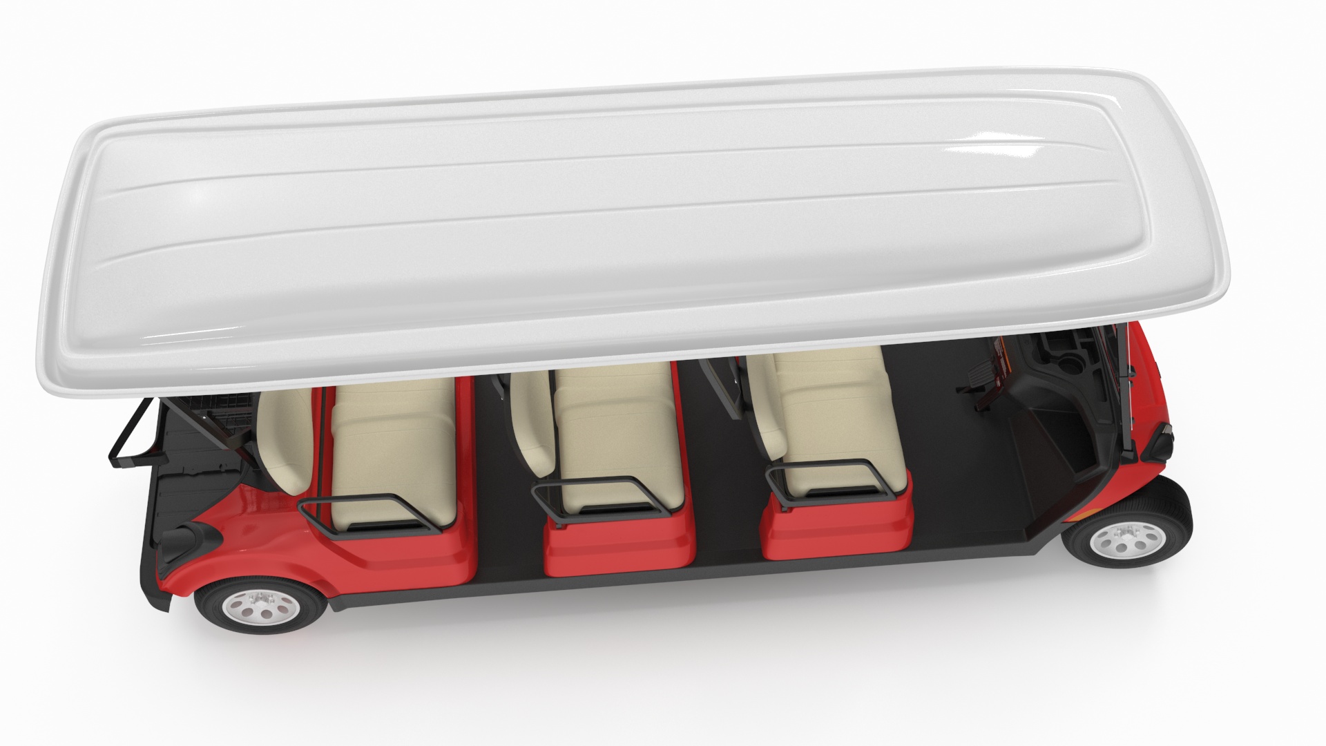 Yamaha Golf Electric Six Seat Car Red Rigged 3D model