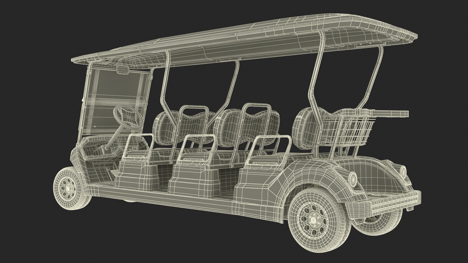 Yamaha Golf Electric Six Seat Car Red Rigged 3D model