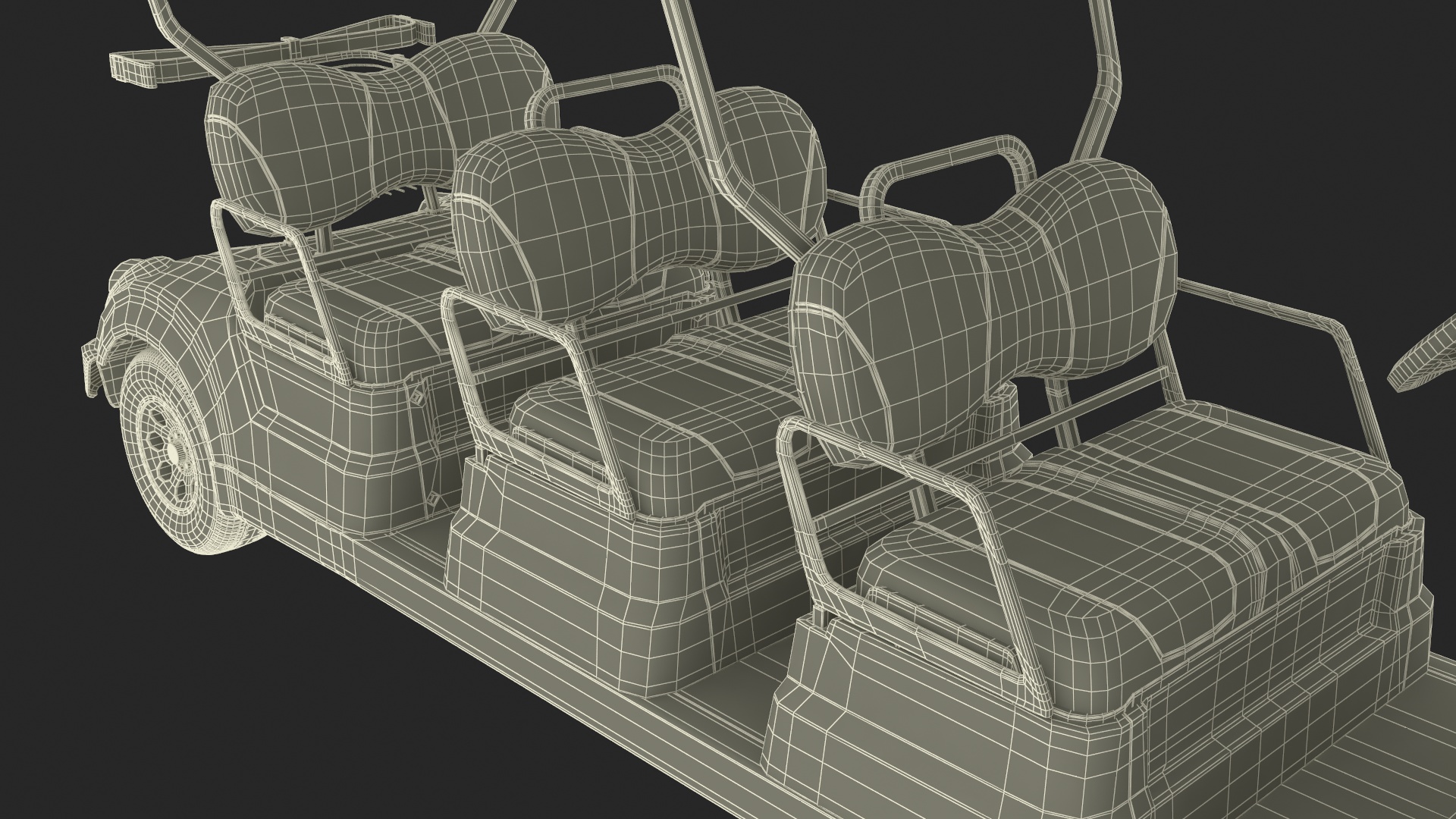 Yamaha Golf Electric Six Seat Car Red Rigged 3D model