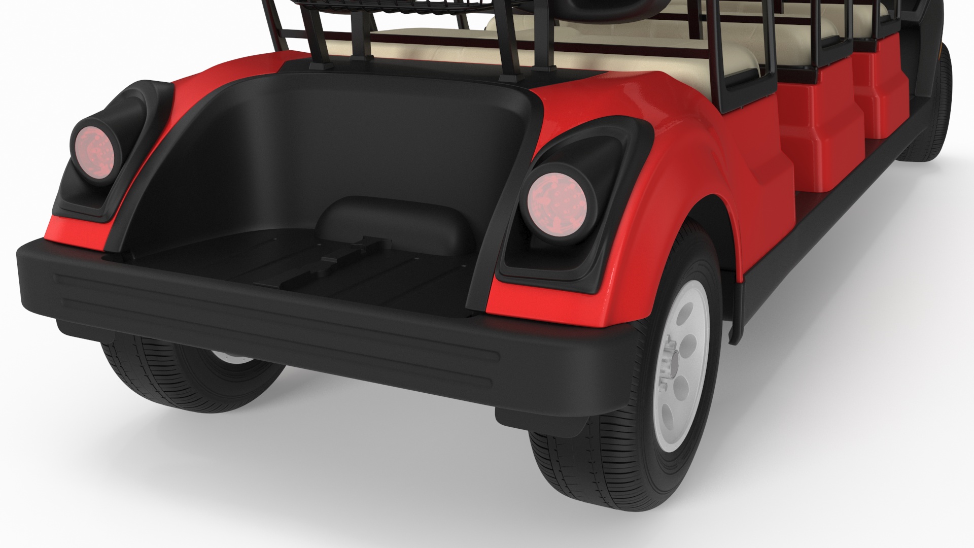 Yamaha Golf Electric Six Seat Car Red Rigged 3D model