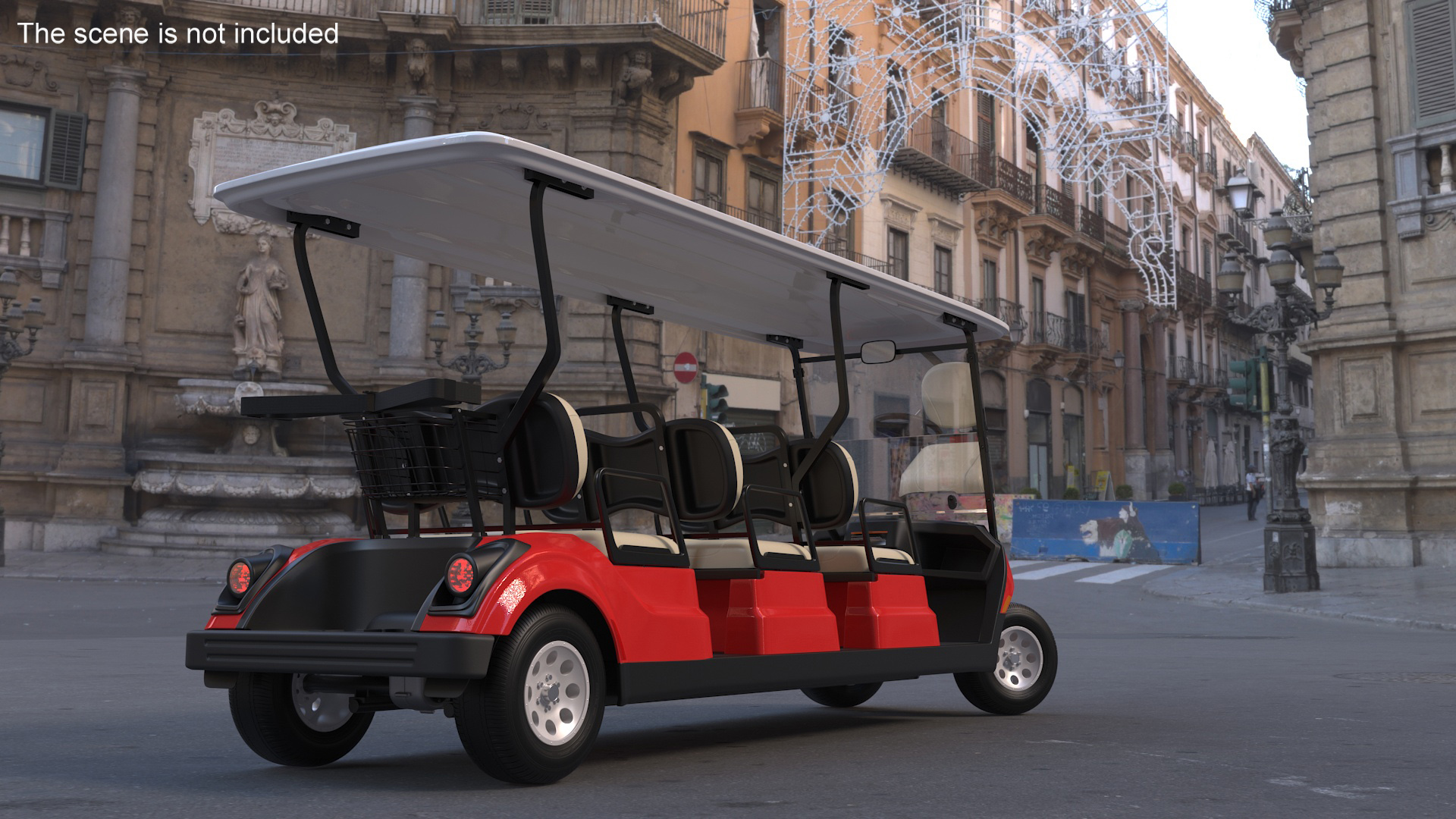Yamaha Golf Electric Six Seat Car Red Rigged 3D model