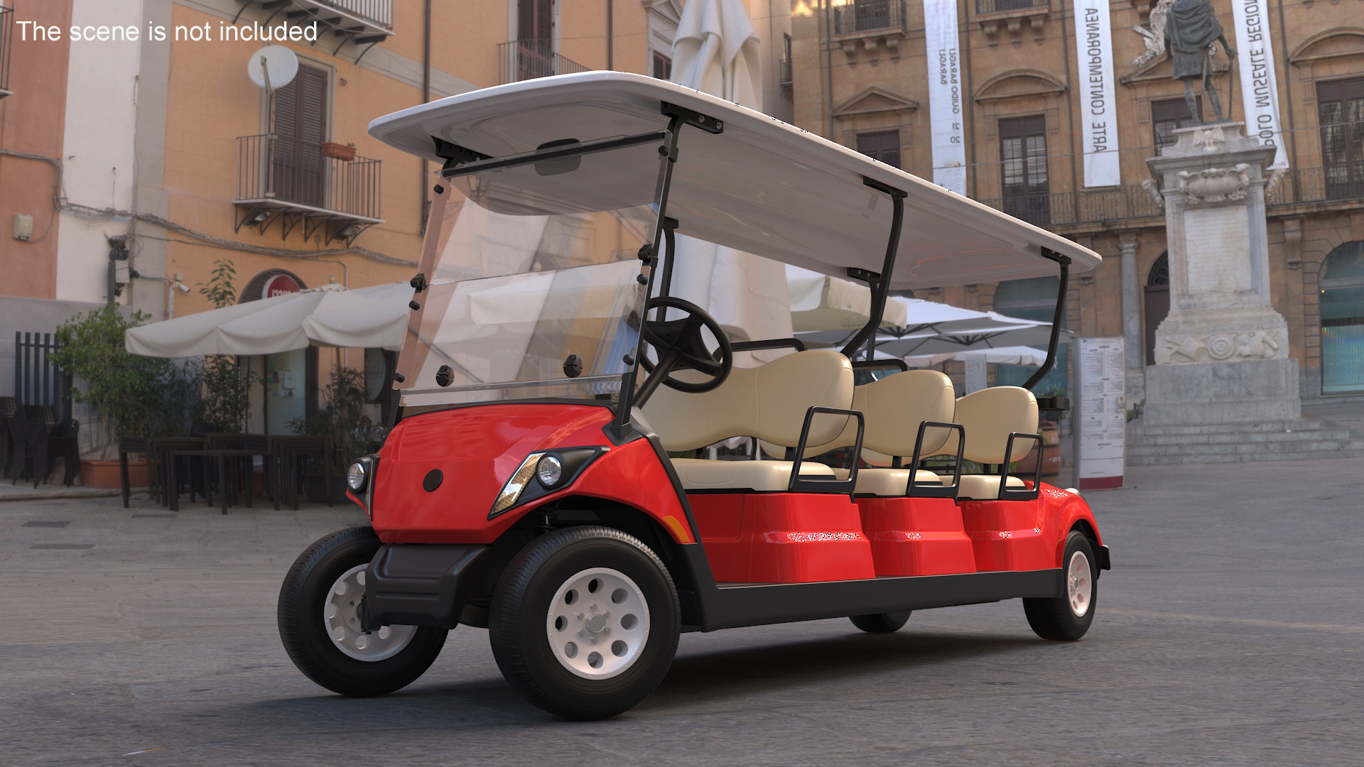 Yamaha Golf Electric Six Seat Car Red Rigged 3D model