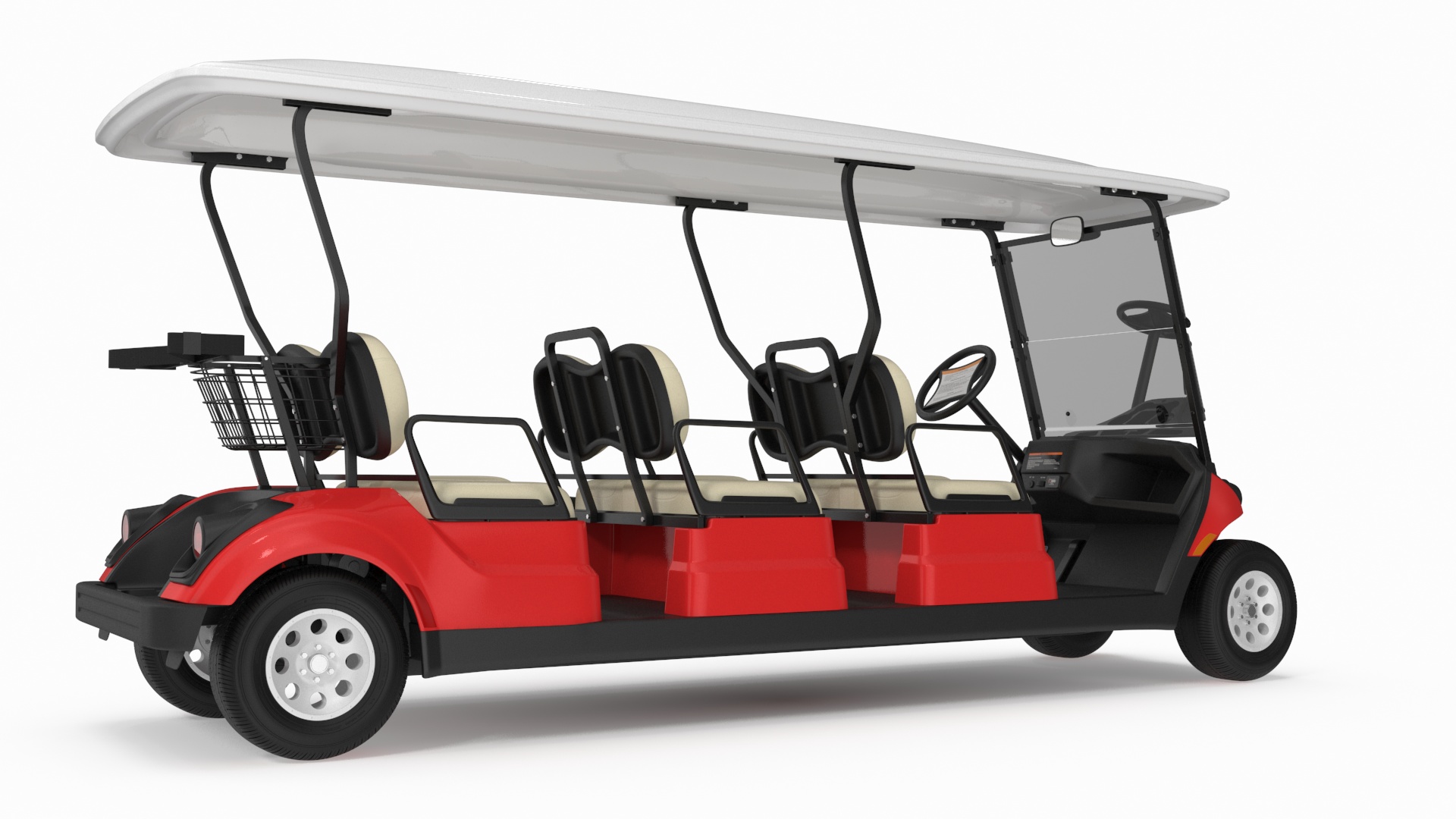Yamaha Golf Electric Six Seat Car Red Rigged 3D model