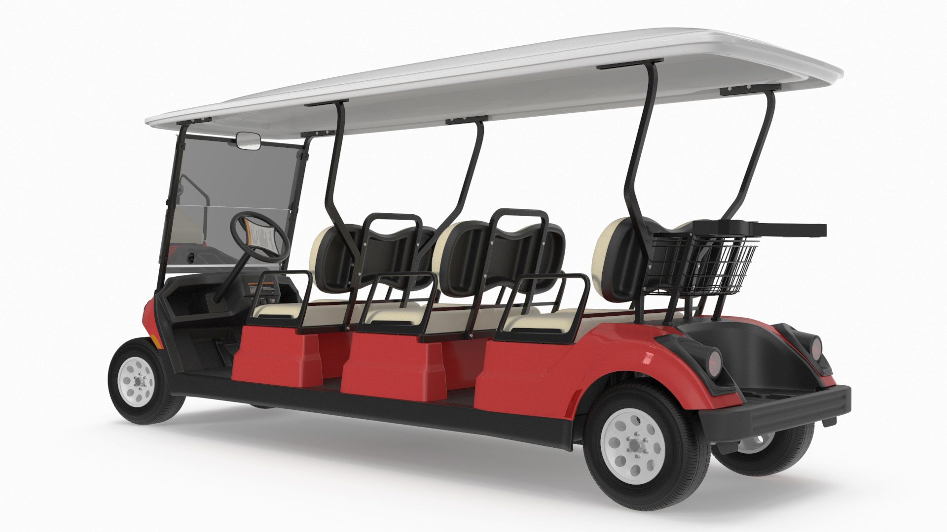Yamaha Golf Electric Six Seat Car Red Rigged 3D model
