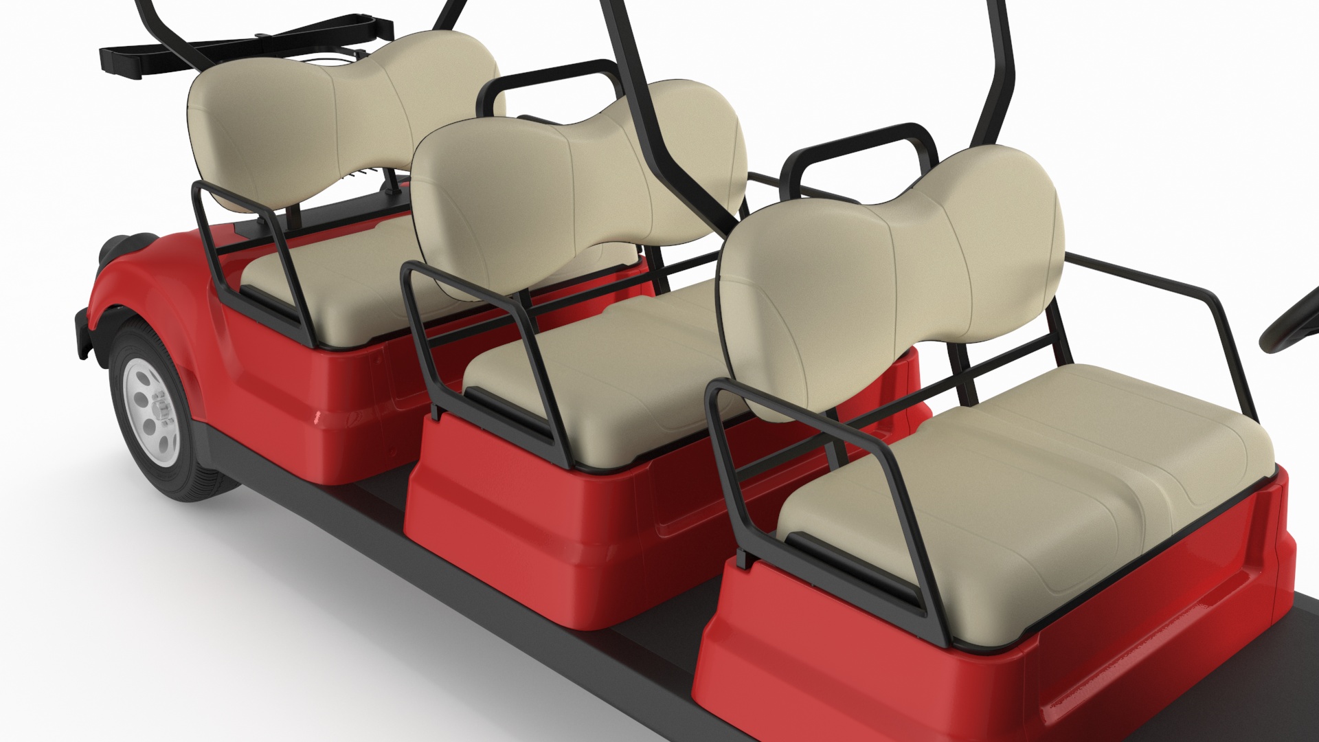 Yamaha Golf Electric Six Seat Car Red Rigged 3D model