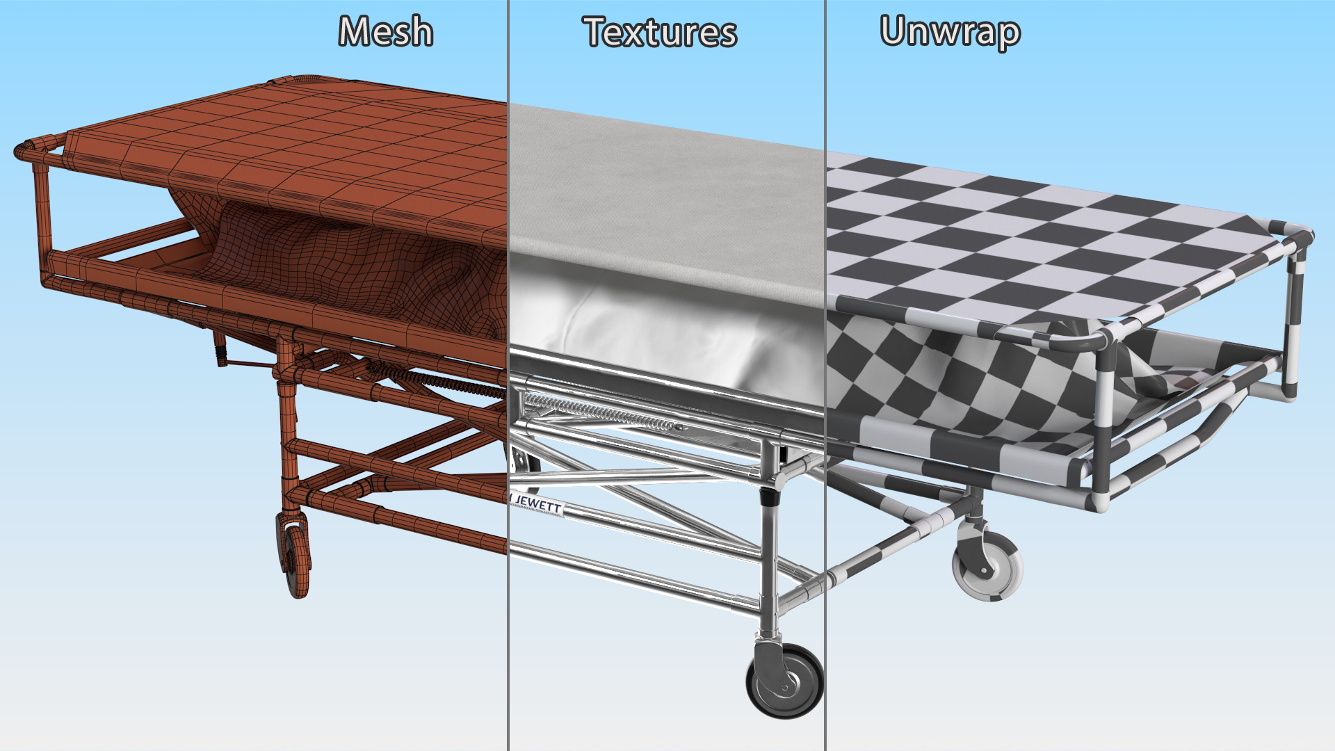 Covered Gurney CSI Jevett with Male Corpse 3D