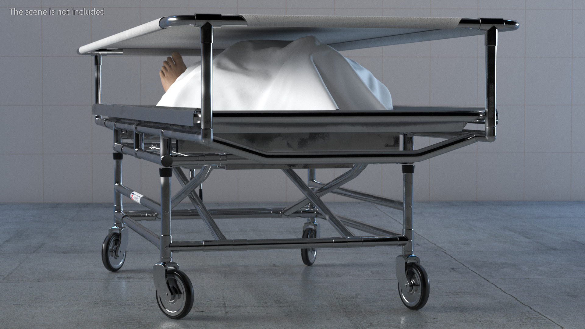 Covered Gurney CSI Jevett with Male Corpse 3D