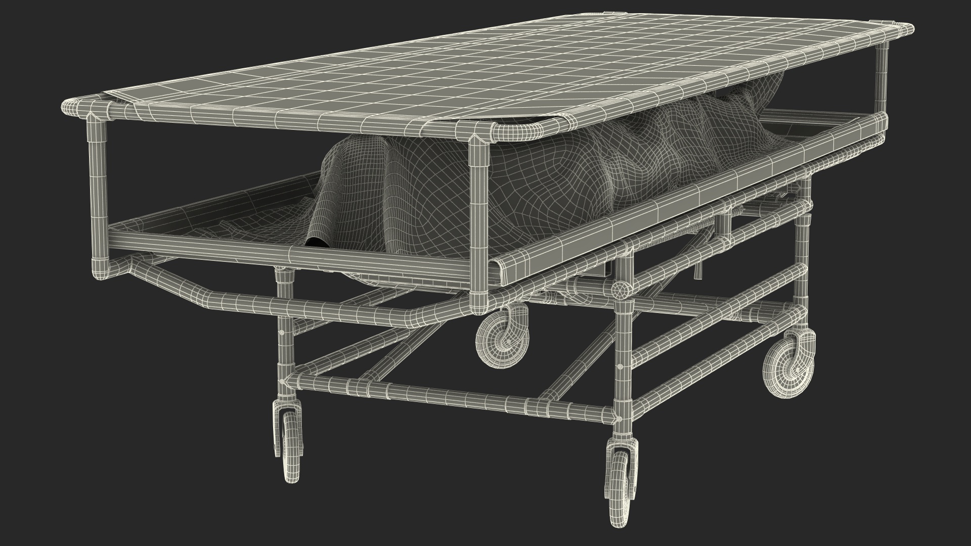 Covered Gurney CSI Jevett with Male Corpse 3D