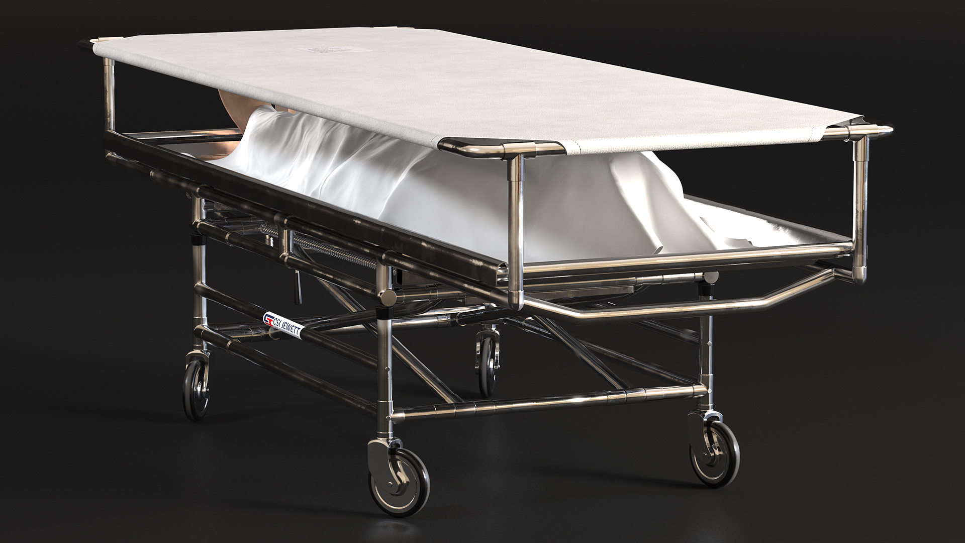 Covered Gurney CSI Jevett with Male Corpse 3D