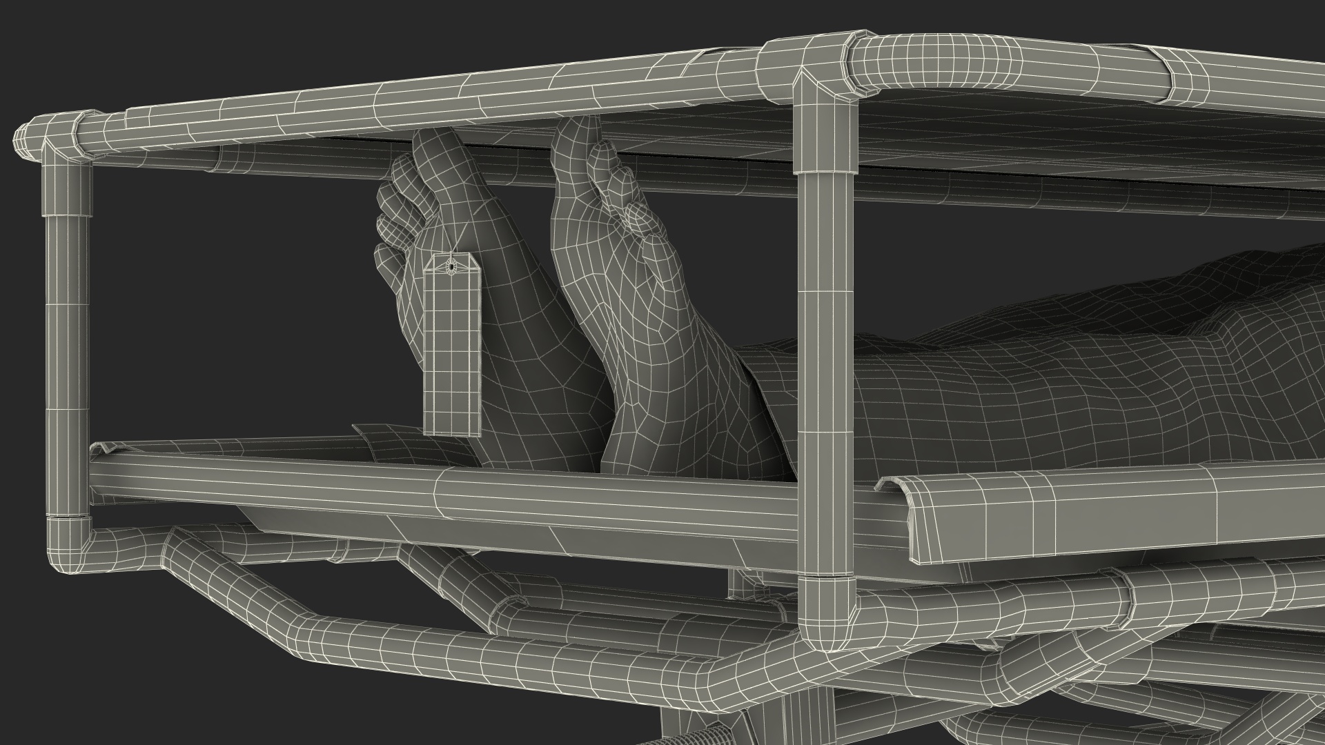 Covered Gurney CSI Jevett with Male Corpse 3D