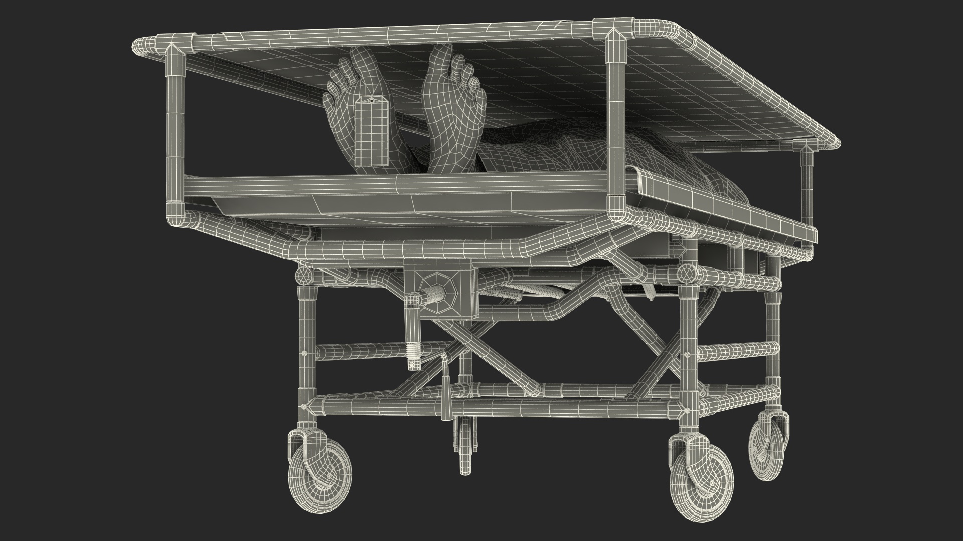 Covered Gurney CSI Jevett with Male Corpse 3D