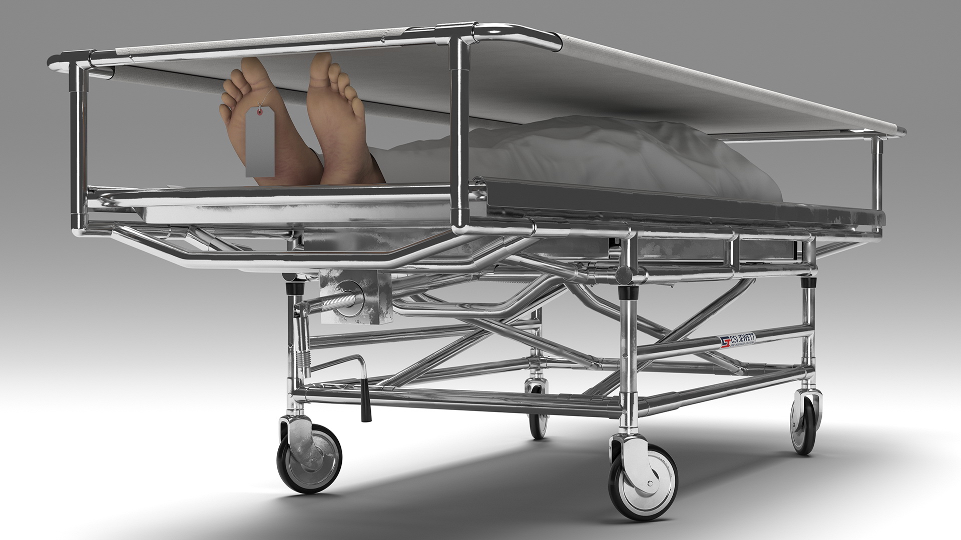 Covered Gurney CSI Jevett with Male Corpse 3D