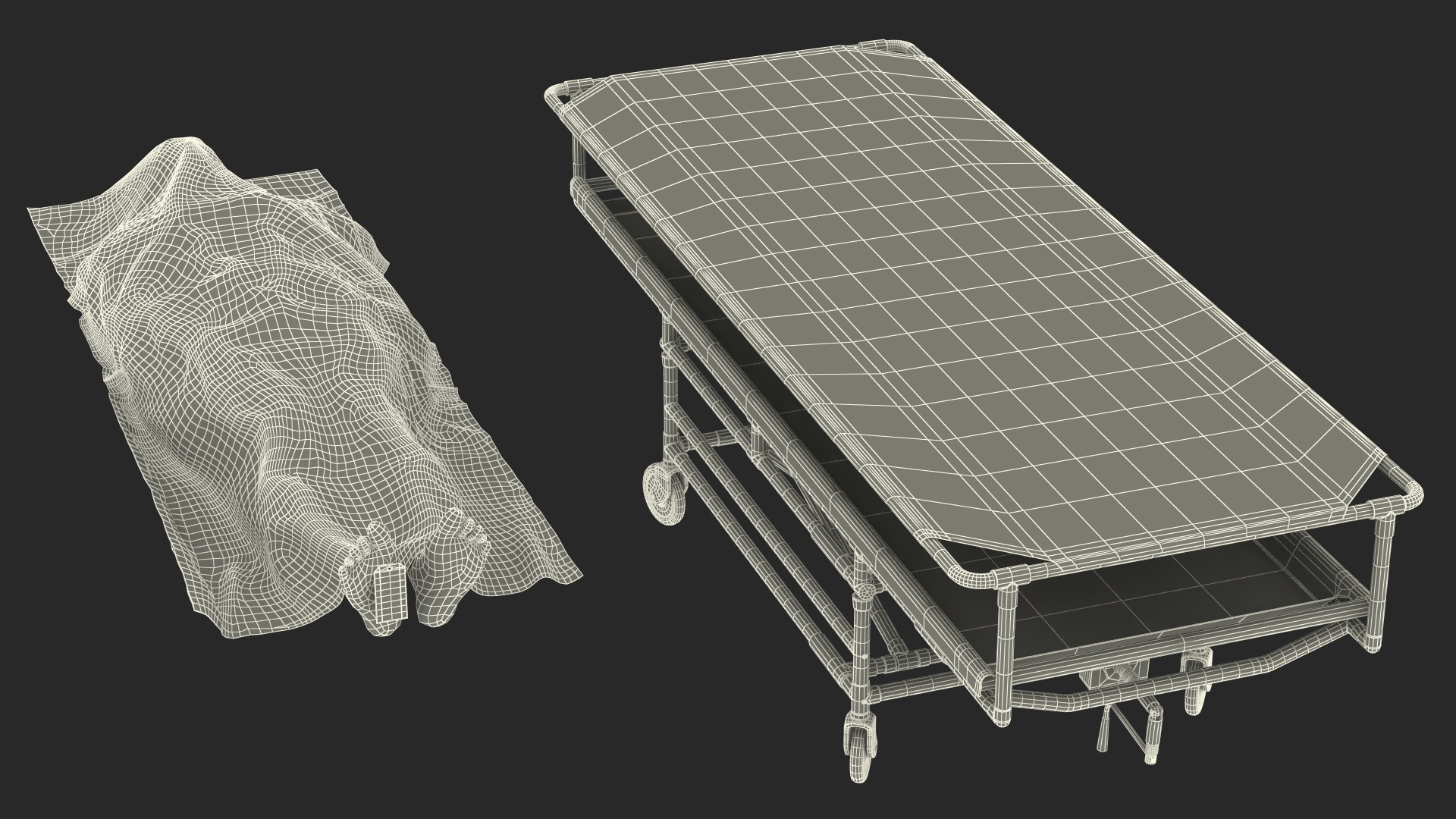 Covered Gurney CSI Jevett with Male Corpse 3D