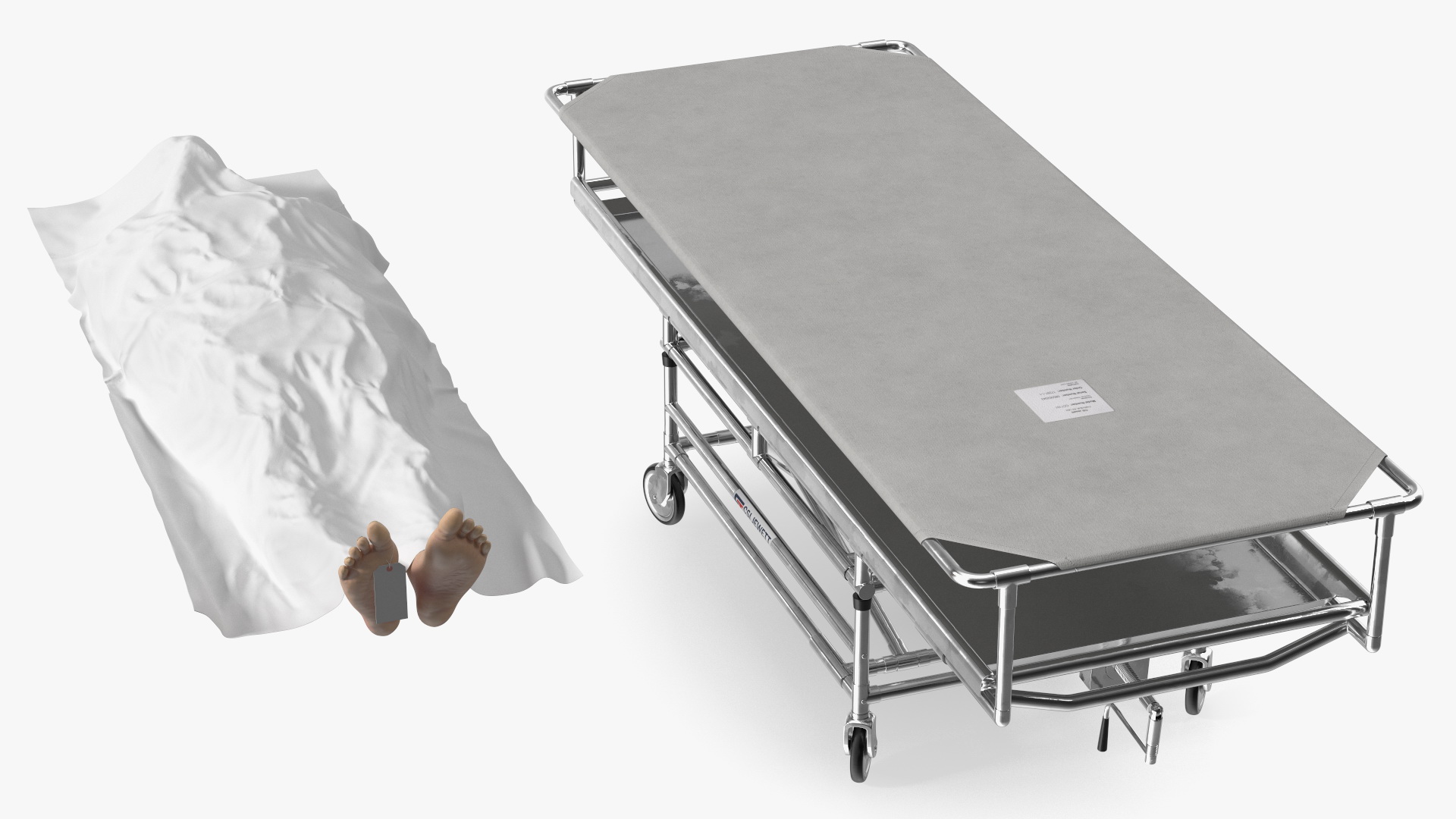 Covered Gurney CSI Jevett with Male Corpse 3D