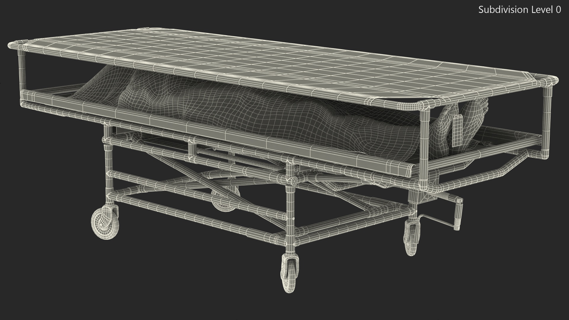 Covered Gurney CSI Jevett with Male Corpse 3D